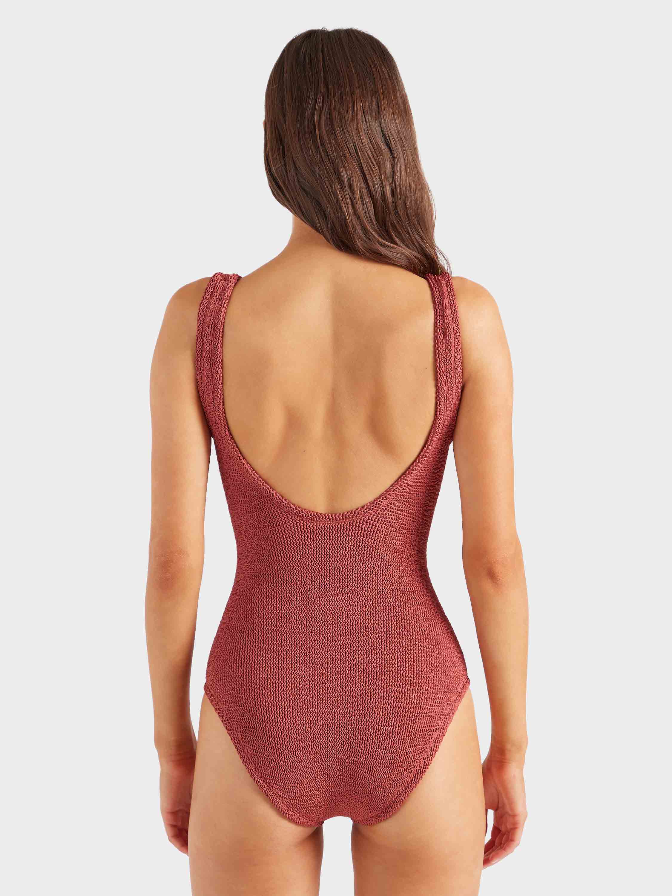 Coverage Celine Swim With Tonal Hoops - Metallic Rosewood