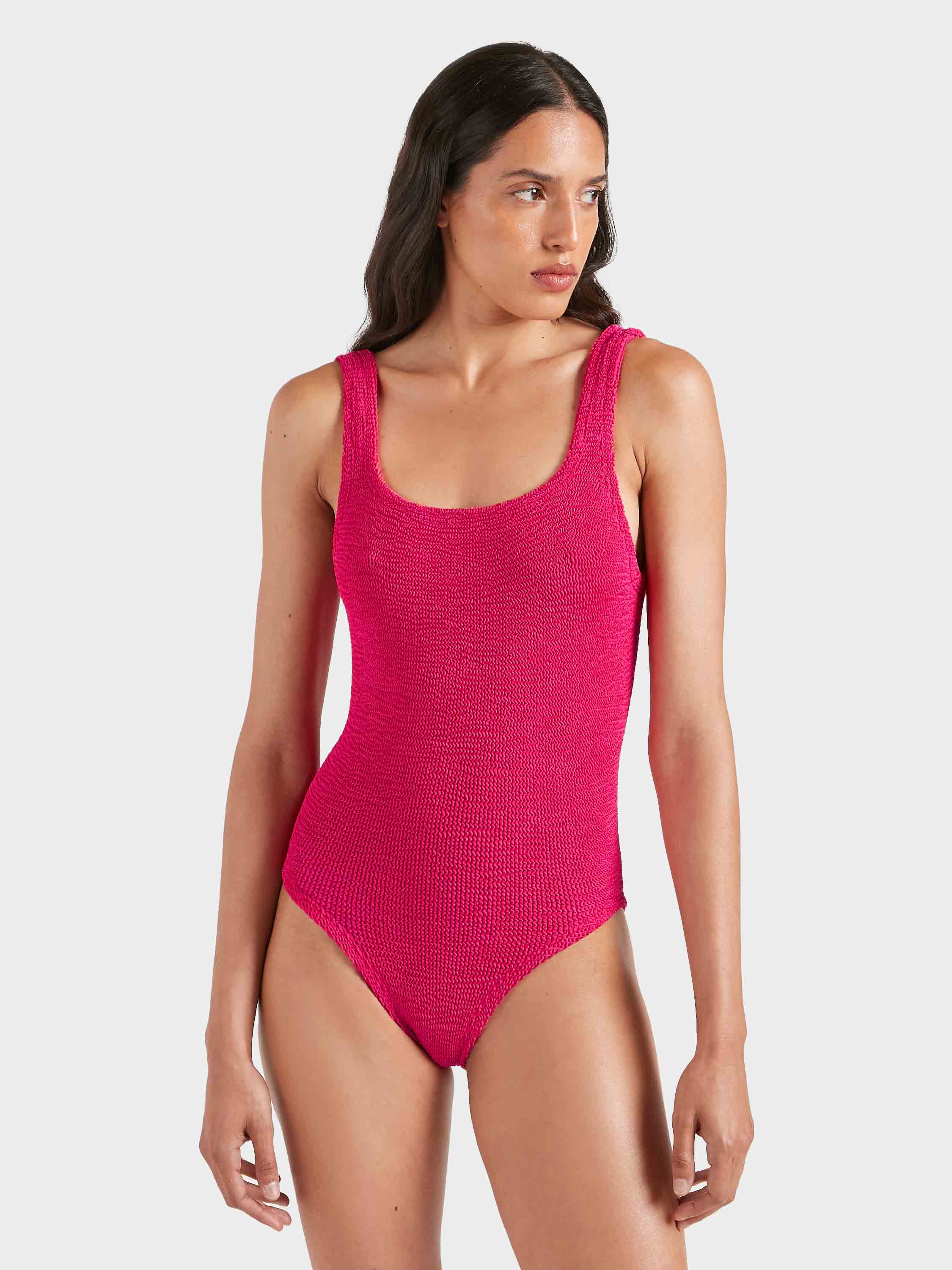 Coverage Square Neck Swim - Metallic Raspberry