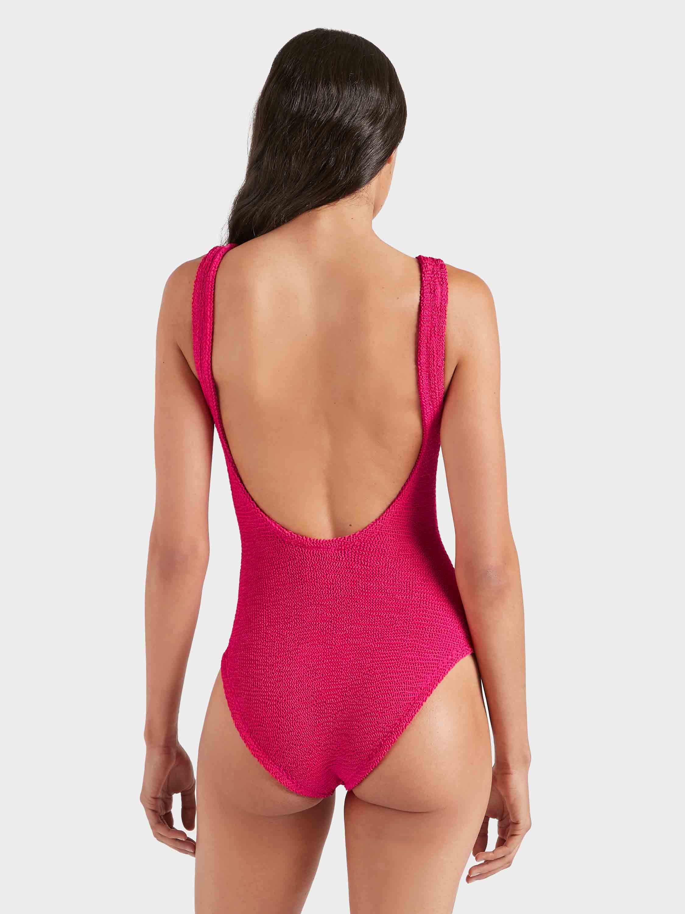 Coverage Square Neck Swim - Metallic Raspberry