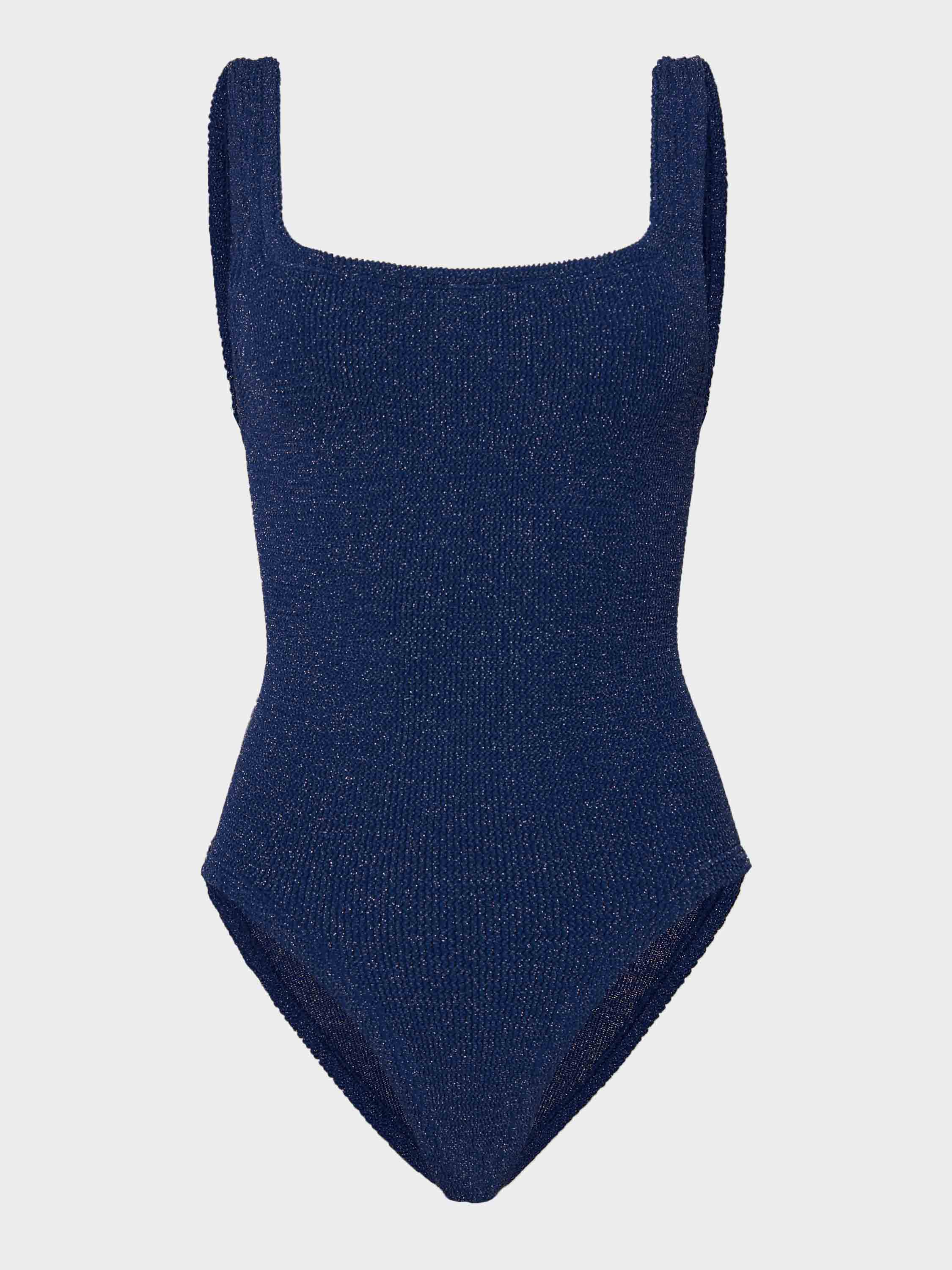 Coverage Square Neck Swim - Navy/Silver Lurex