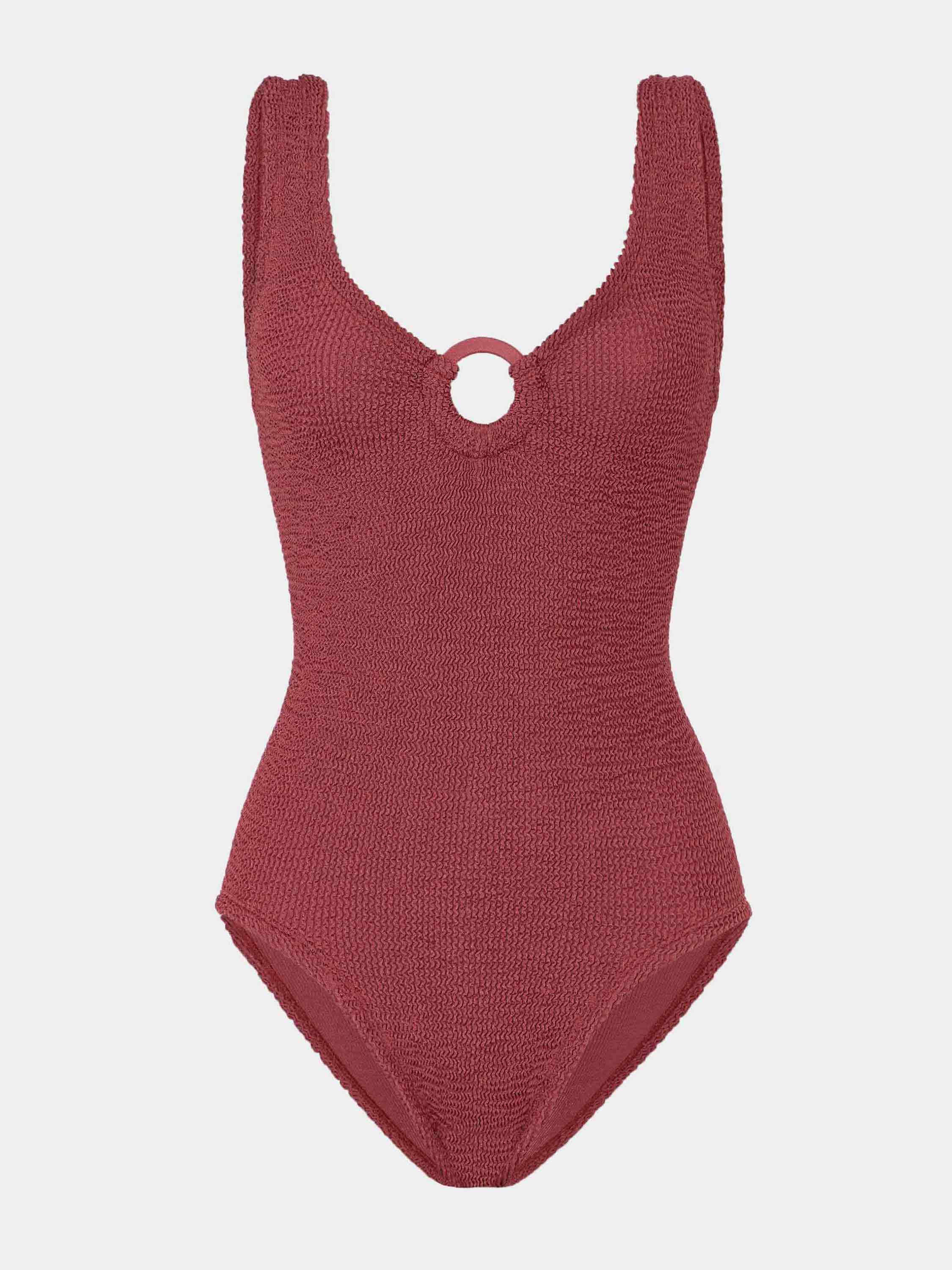 Coverage Celine Swim With Tonal Hoops - Metallic Rosewood