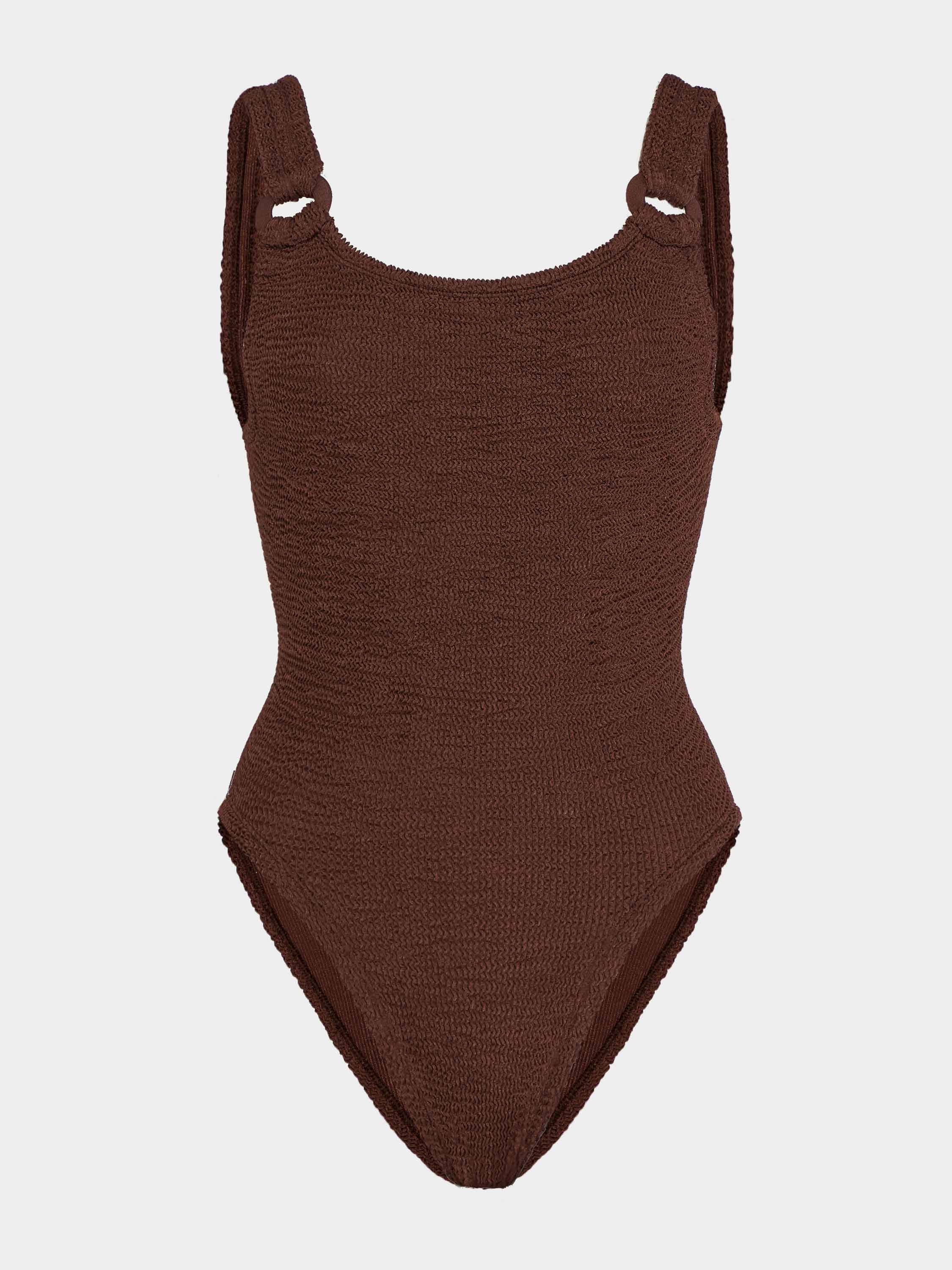 Domino Swim With Tonal Hoops - Metallic Chocolate