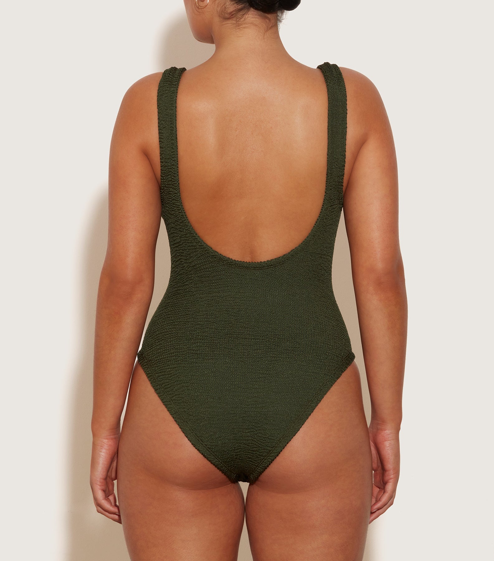 Domino Swim With Tonal Hoops - Metallic Khaki