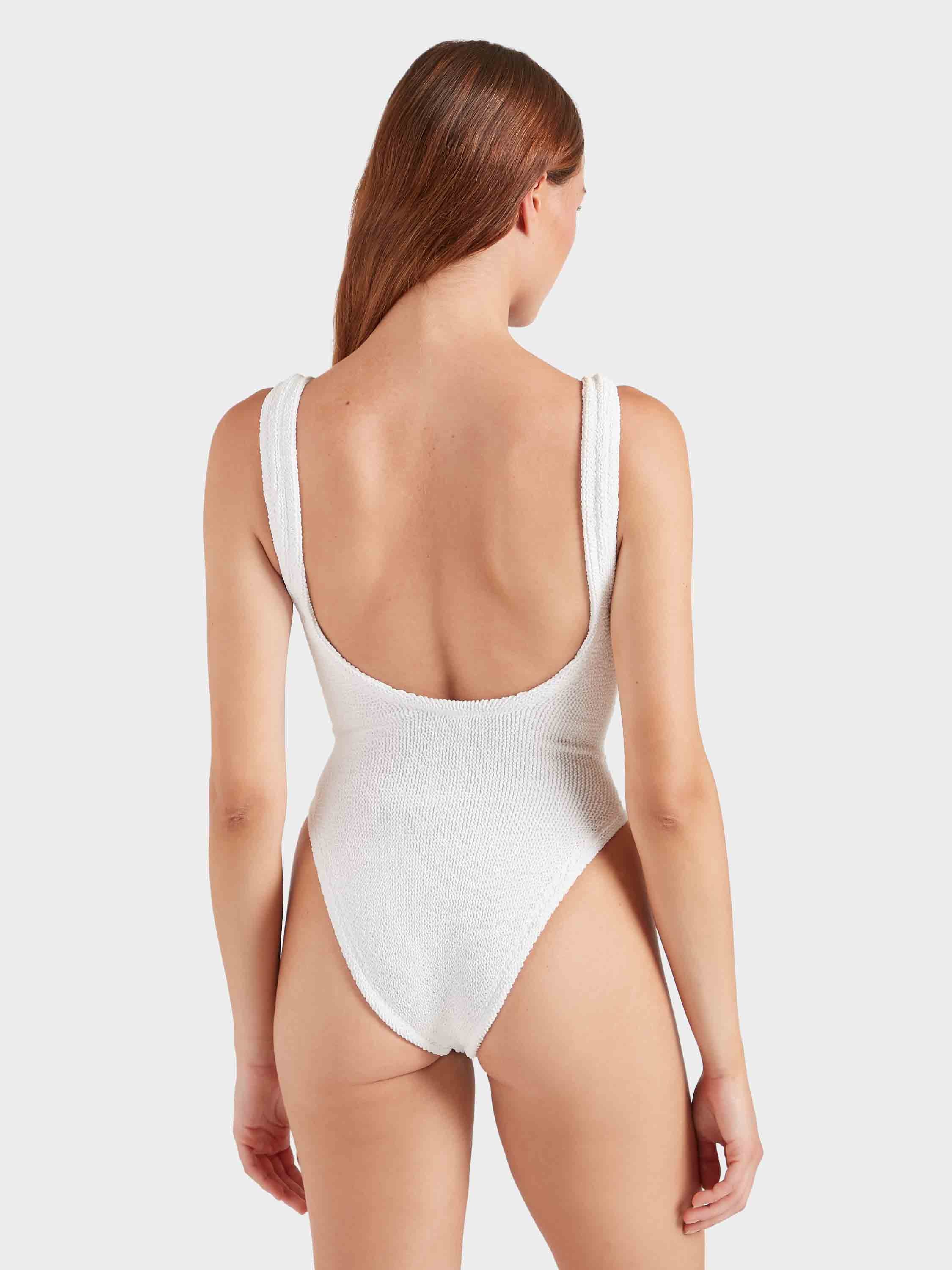 Domino Swim With Pearly Hoops - White