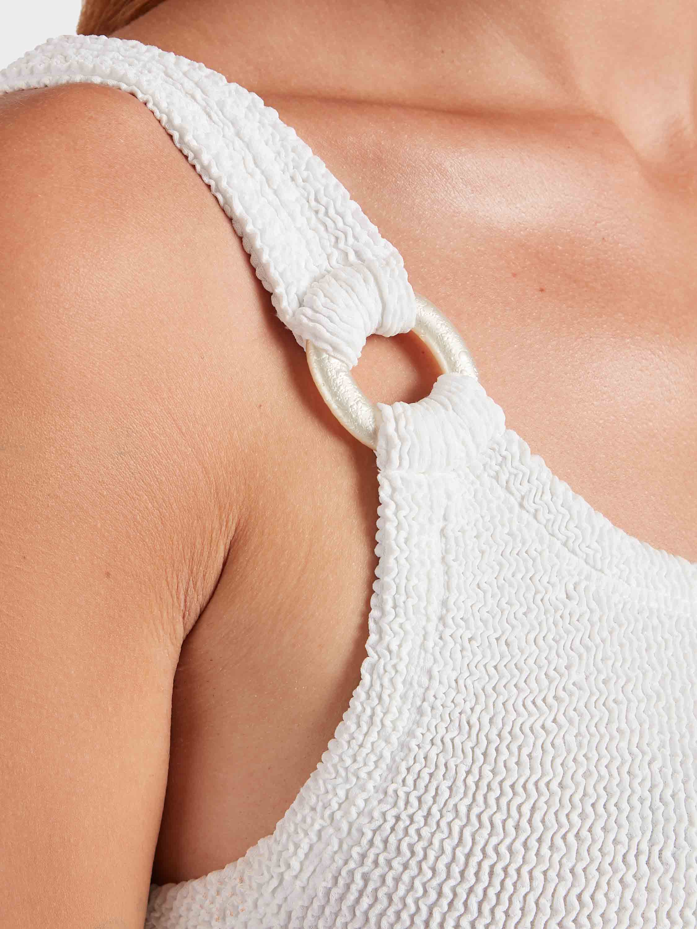 Domino Swim With Pearly Hoops - White