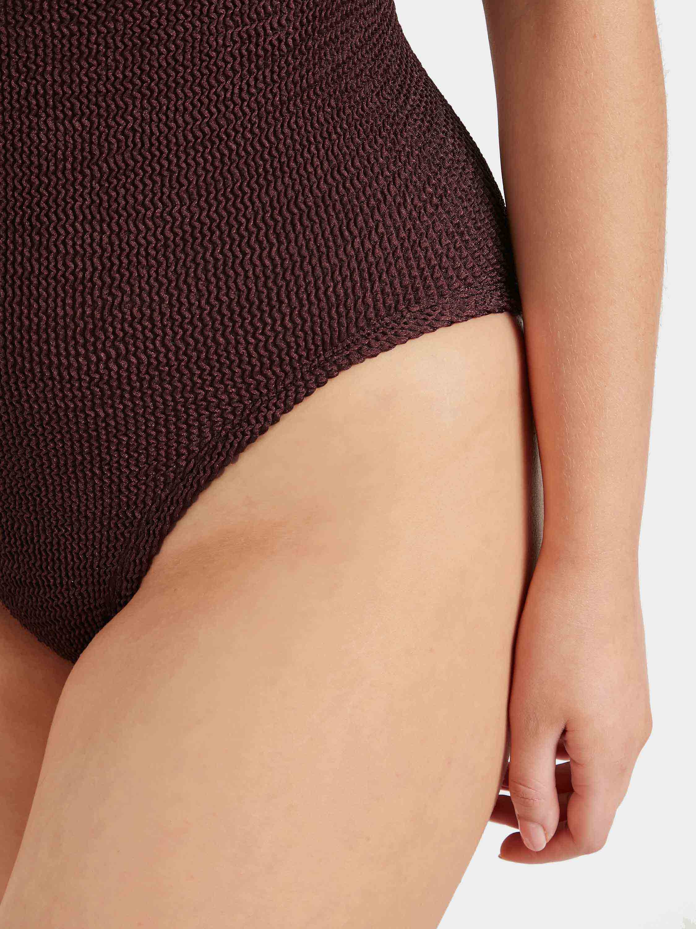 Domino Swim With Tonal Hoops - Metallic Chocolate