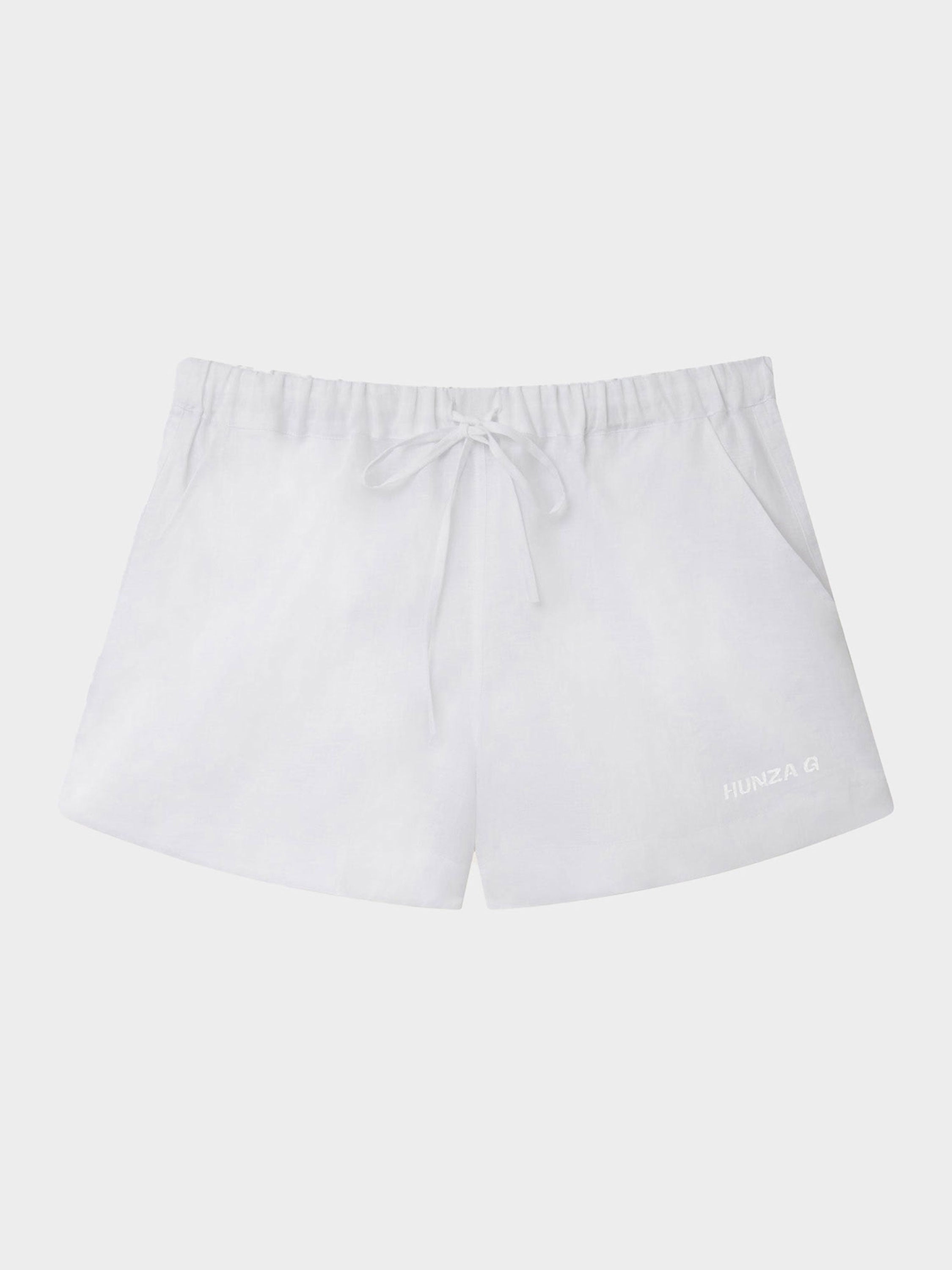 Embroidered Linen Shorts - White