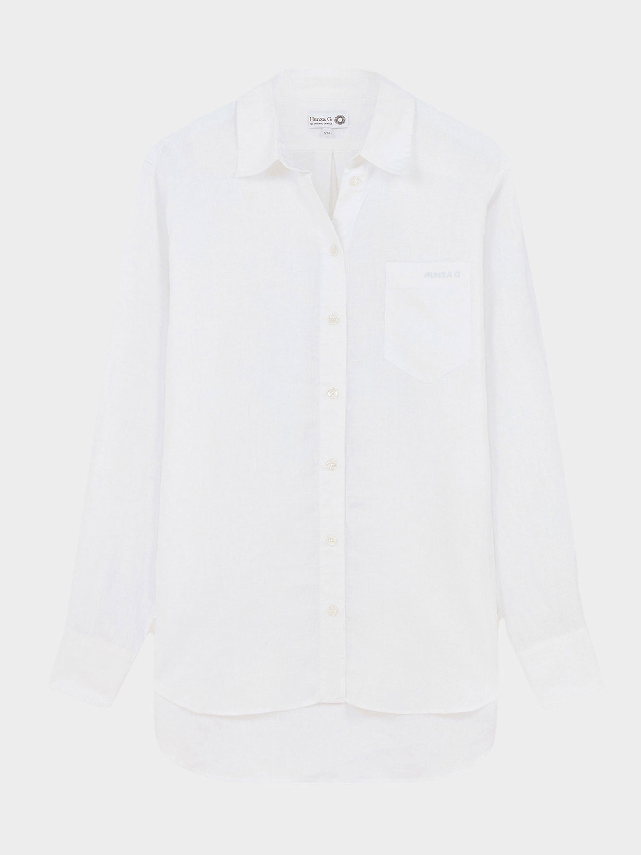 Embroidered Oversized Shirt - White