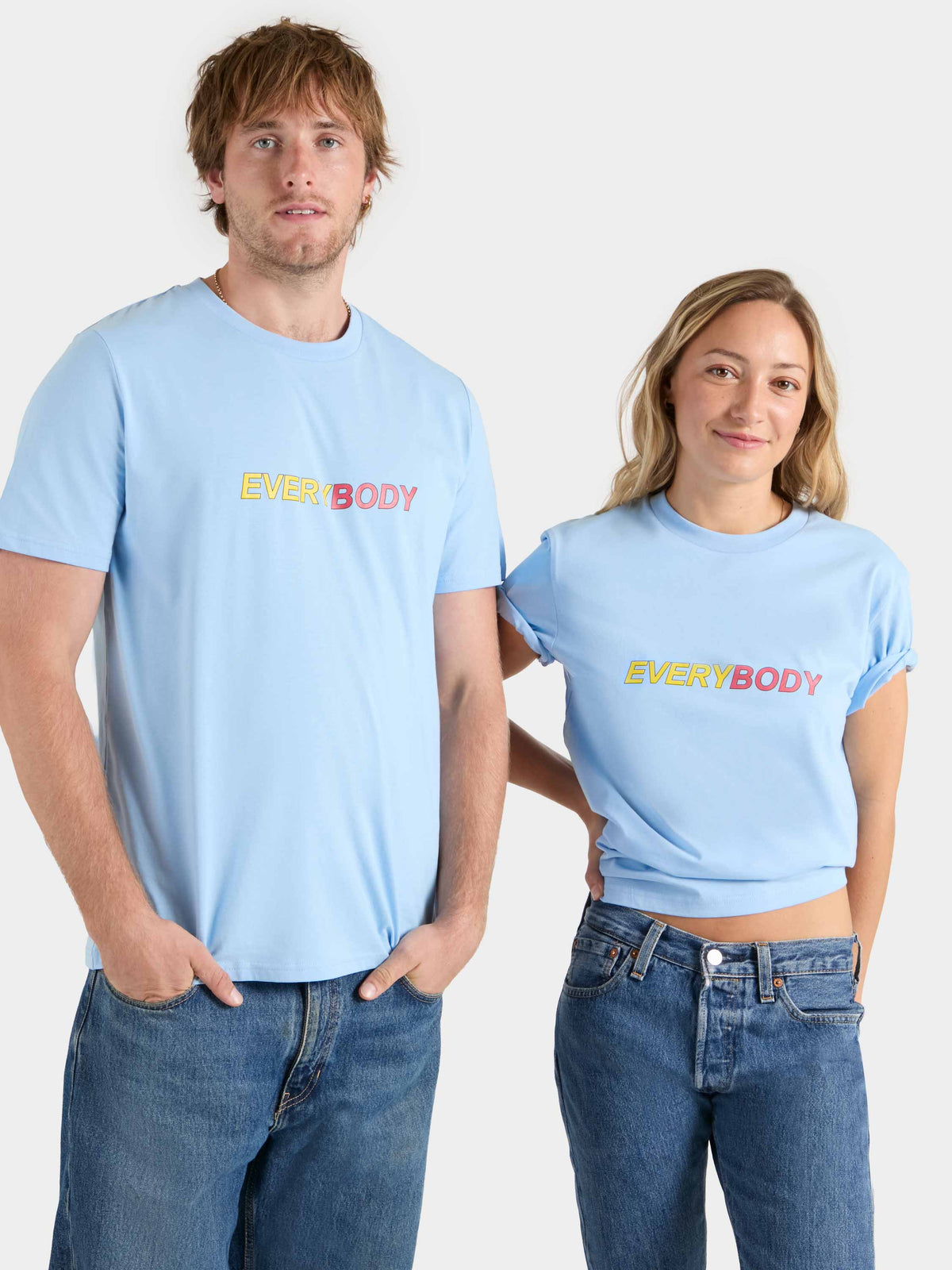 Unisex "EveryBody" Slogan Tee - Light Blue