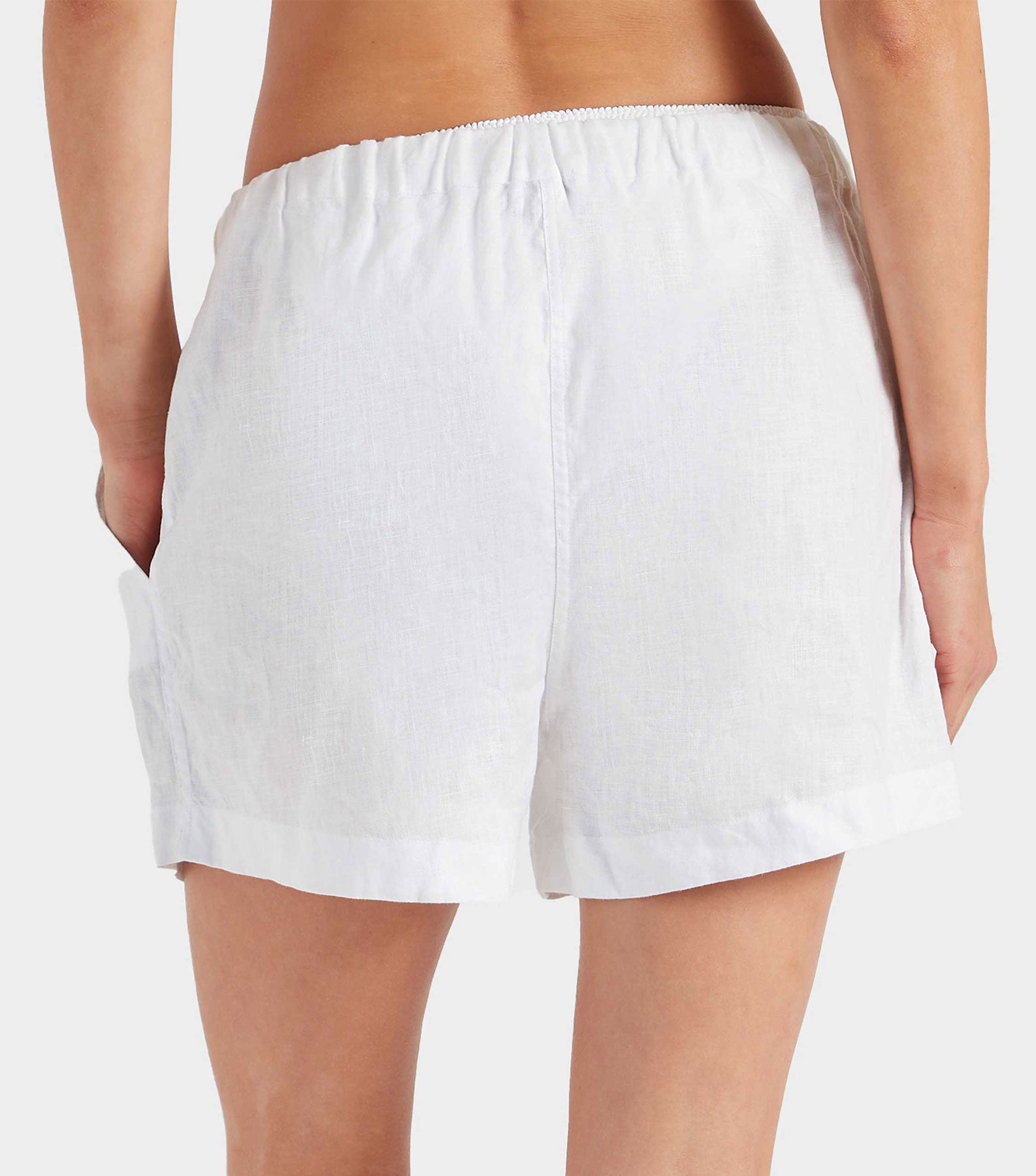 Embroidered Linen Shorts - White