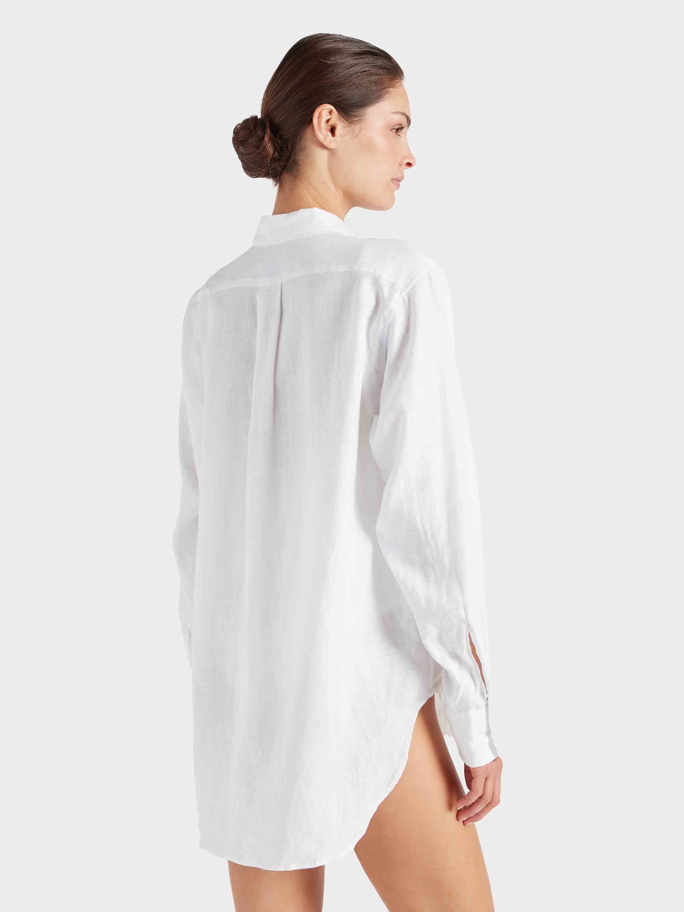 Embroidered Oversized Shirt - White