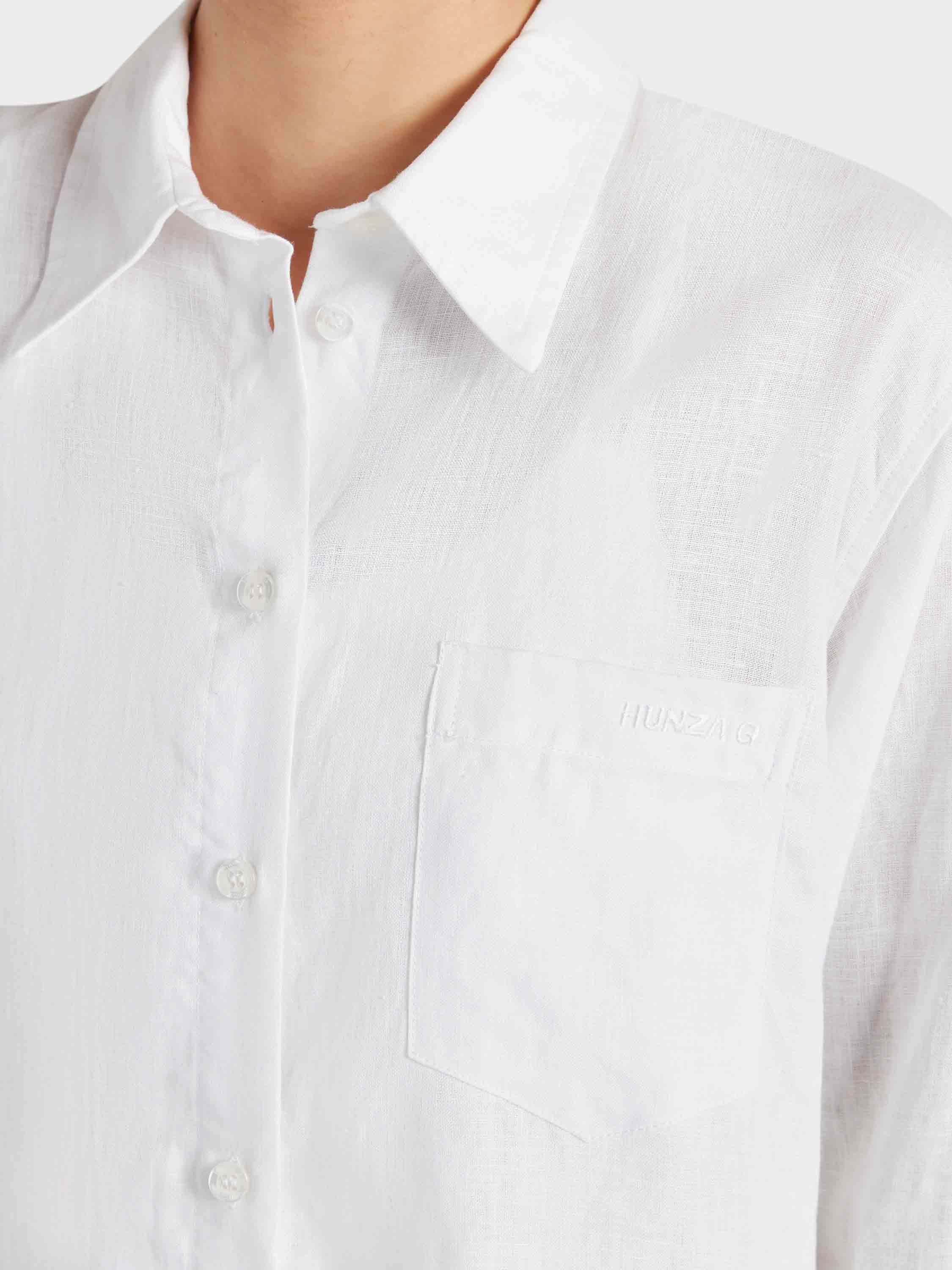 Embroidered Oversized Shirt - White