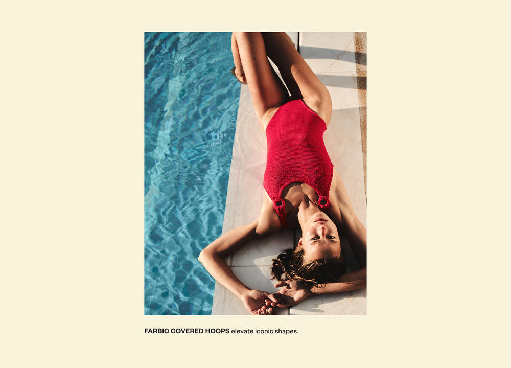 Domino Swim with Tonal Hoops Red