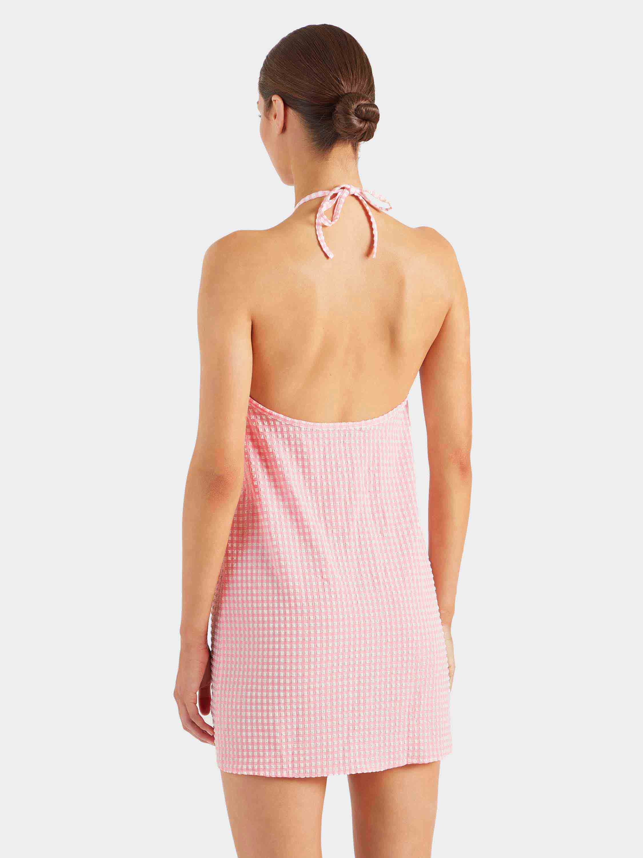 Gingham Seersucker Mini Dress - Milkshake Gingham