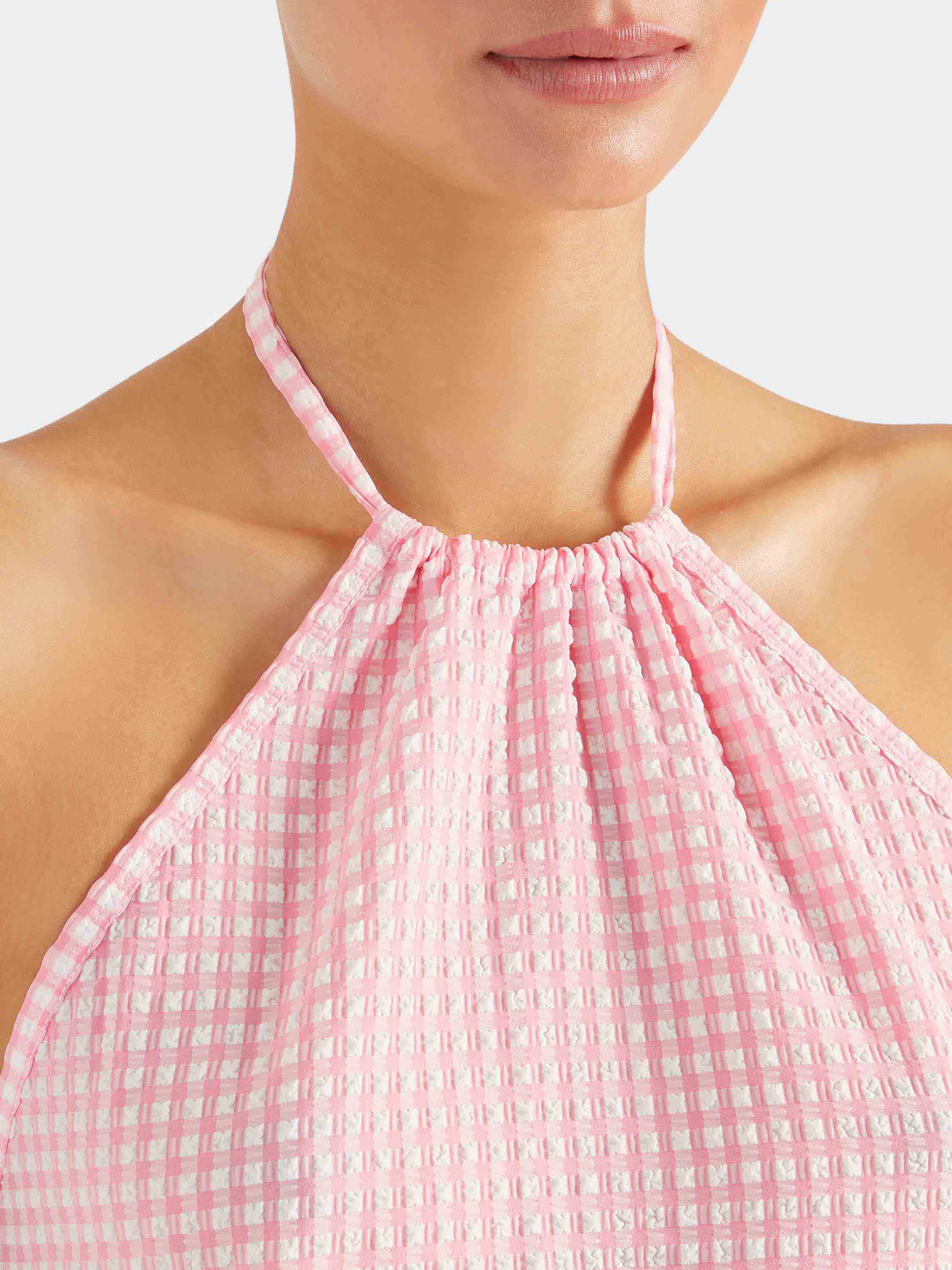 Gingham Seersucker Mini Dress - Milkshake Gingham