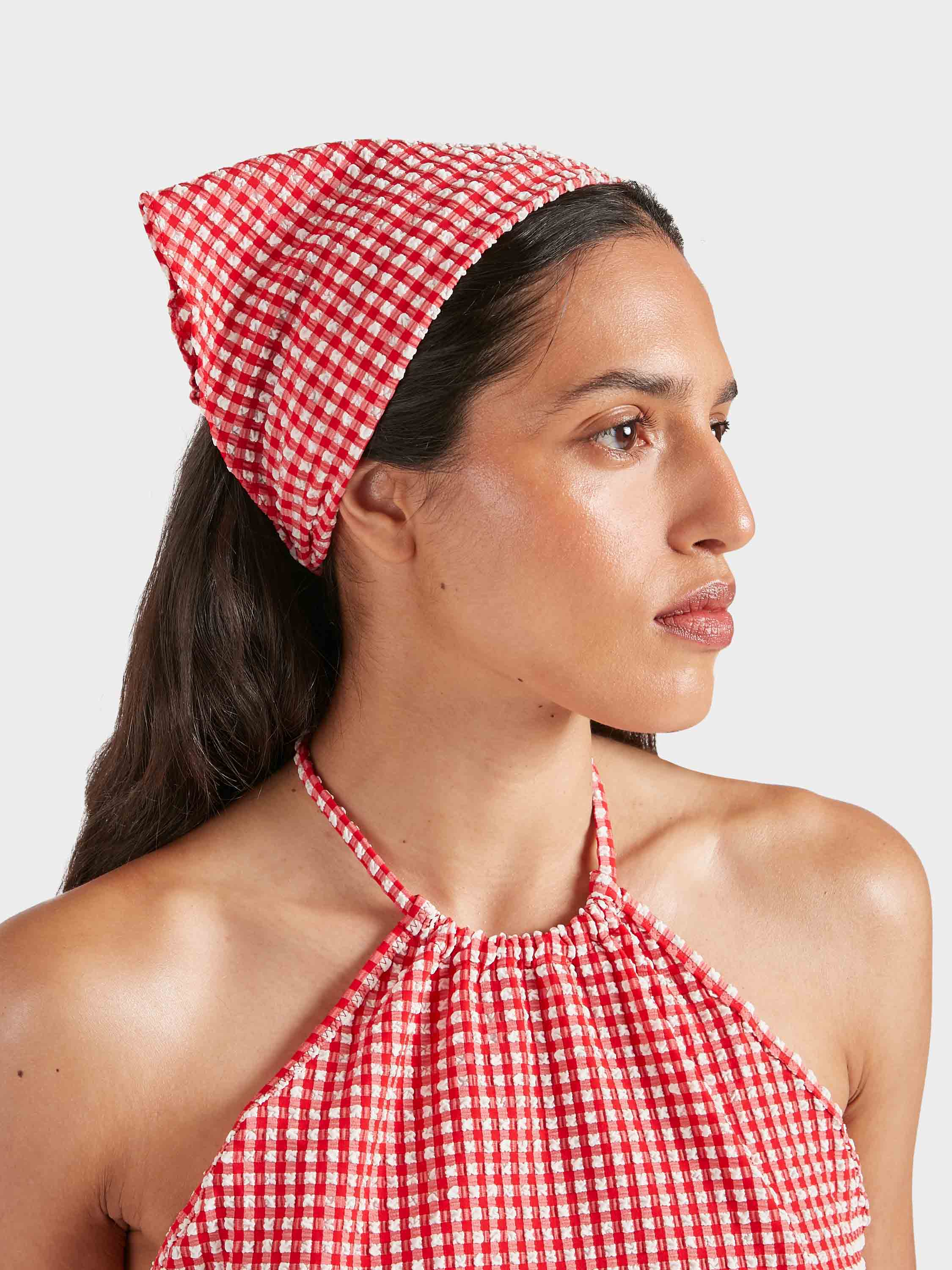 Sofia Gingham Headscarf - Red Gingham