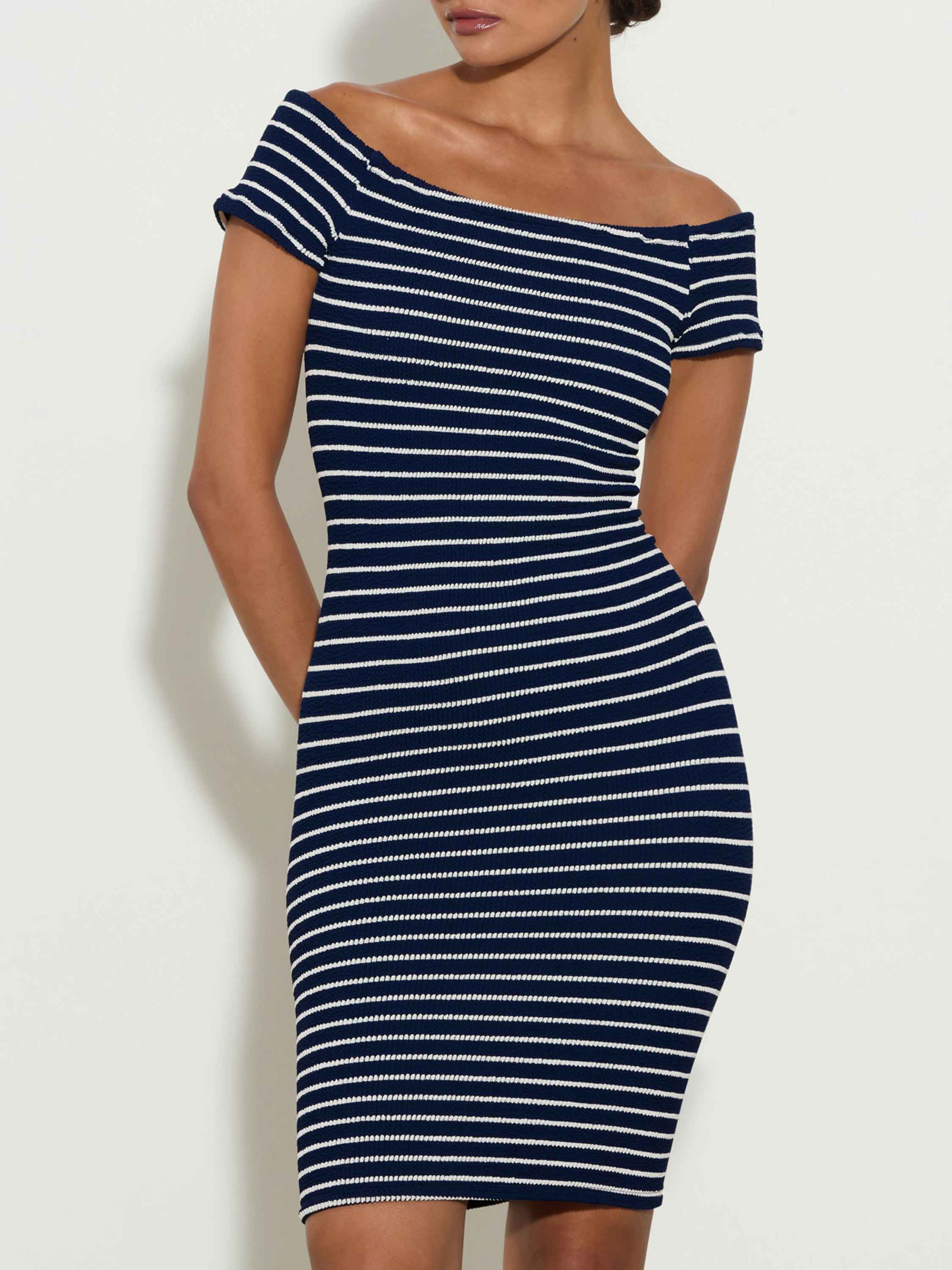 Grace Dress - Navy/White Stripe