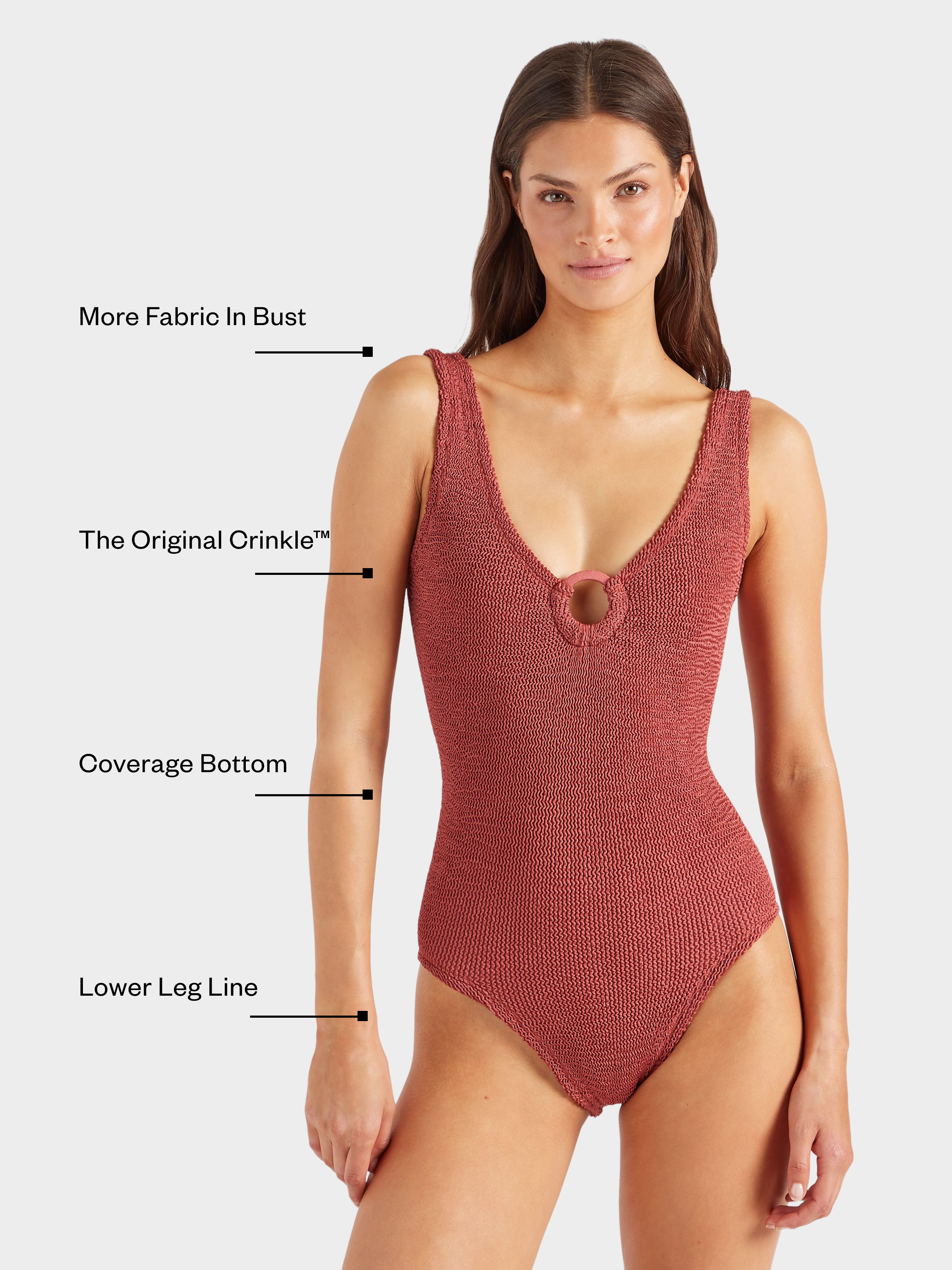 Coverage Celine Swim With Tonal Hoops - Metallic Rosewood