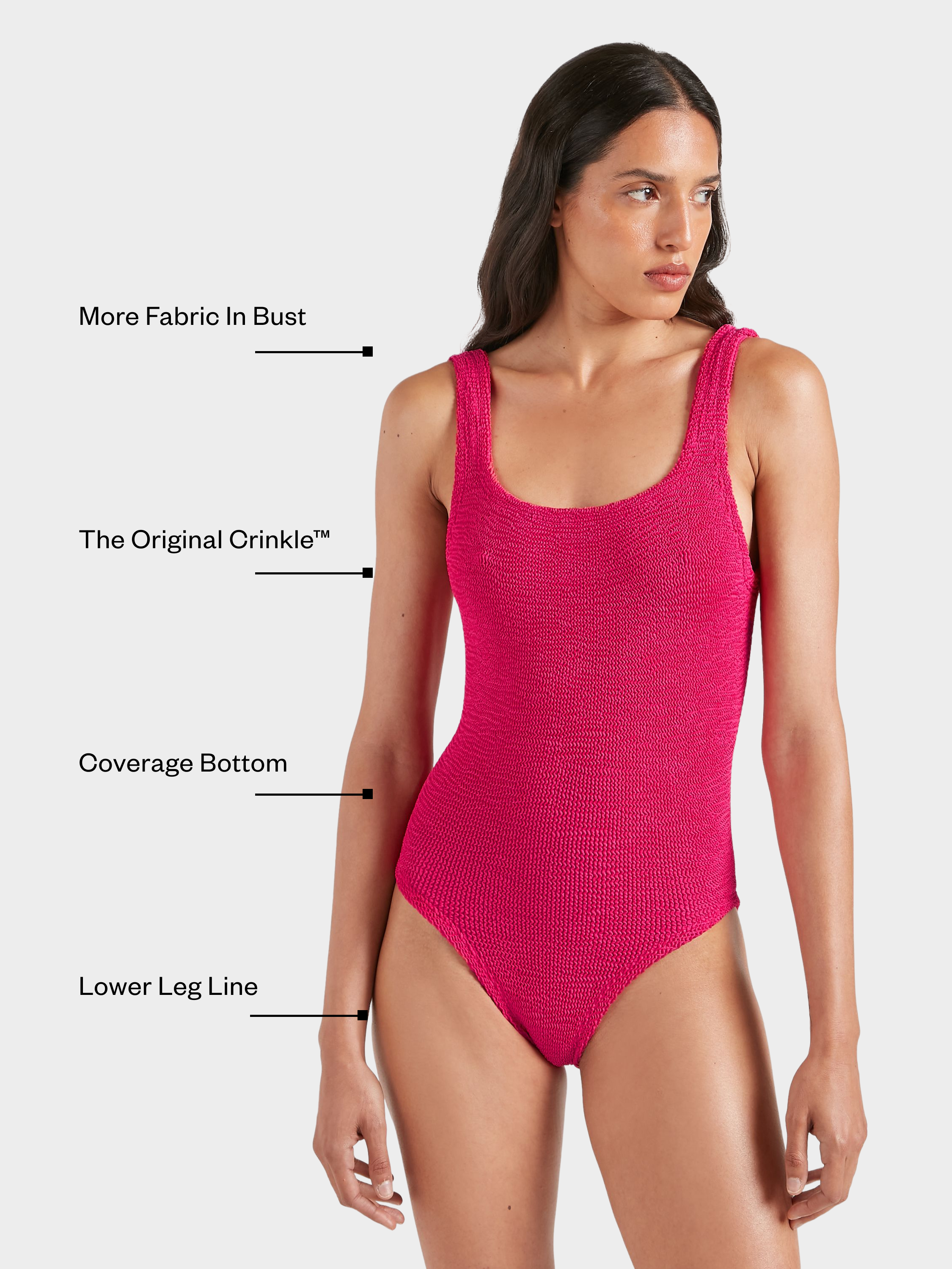 Coverage Square Neck Swim - Metallic Raspberry