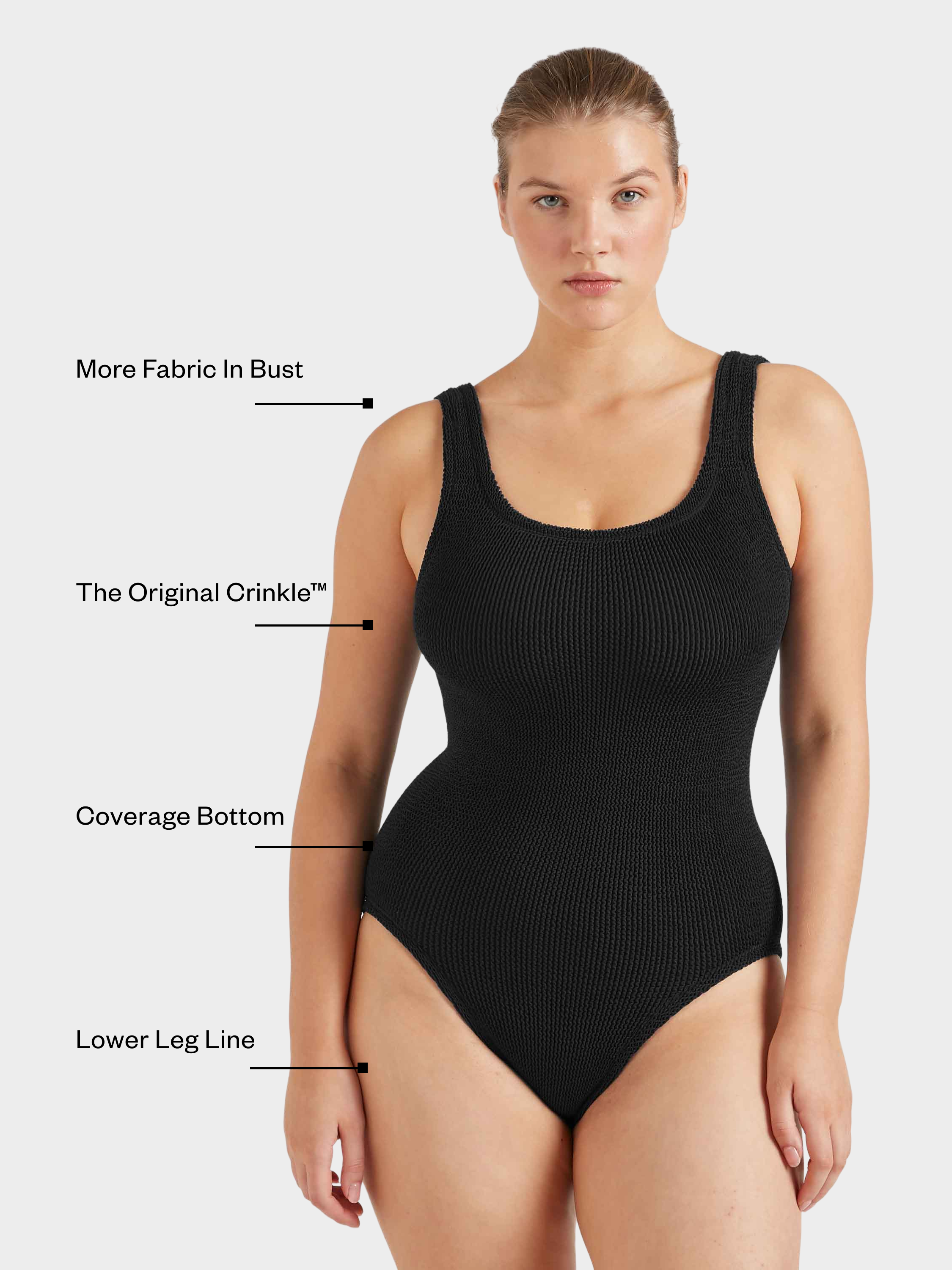 Coverage Square Neck Swim - Black