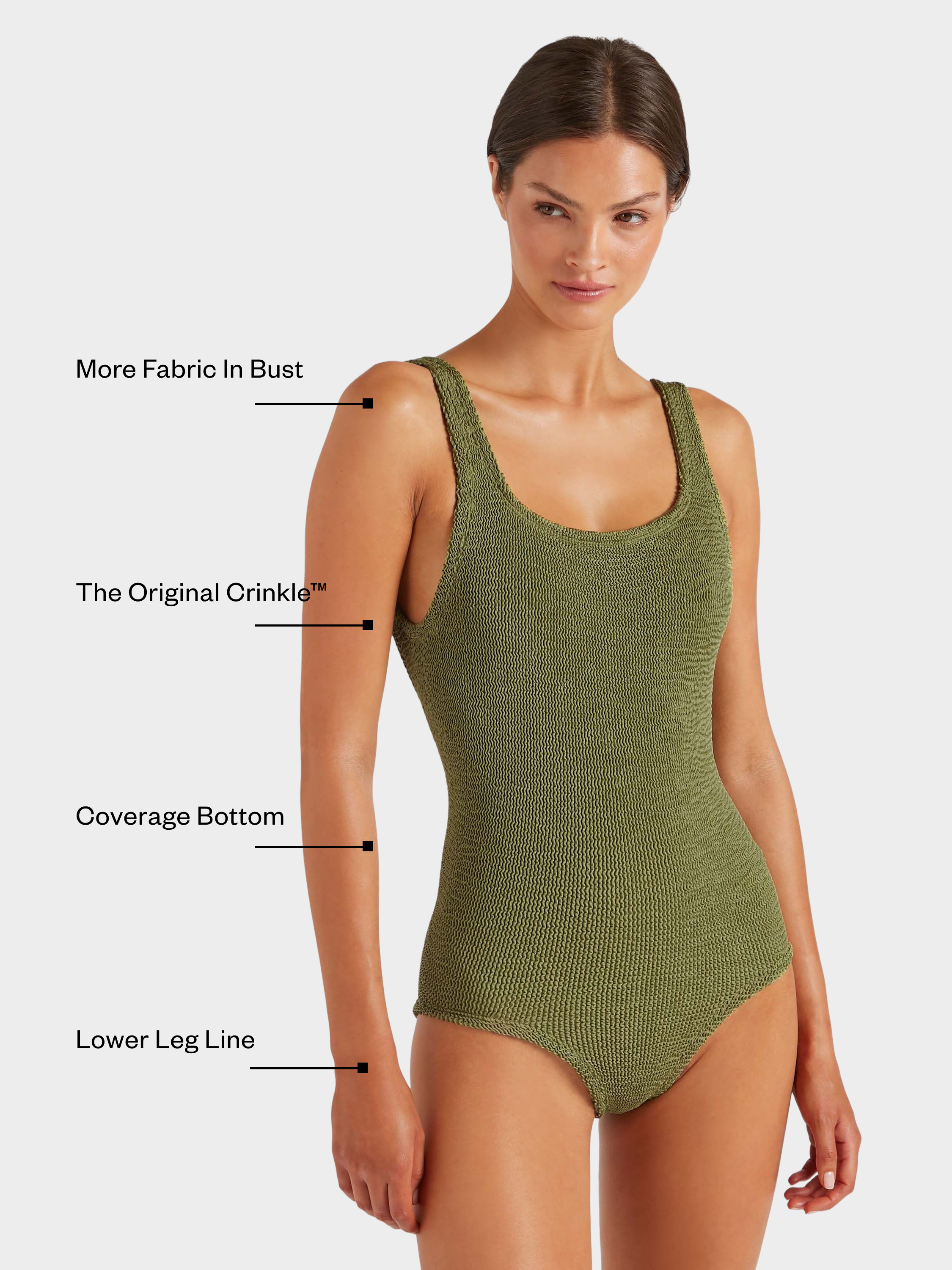 Coverage Square Neck Swim - Metallic Moss