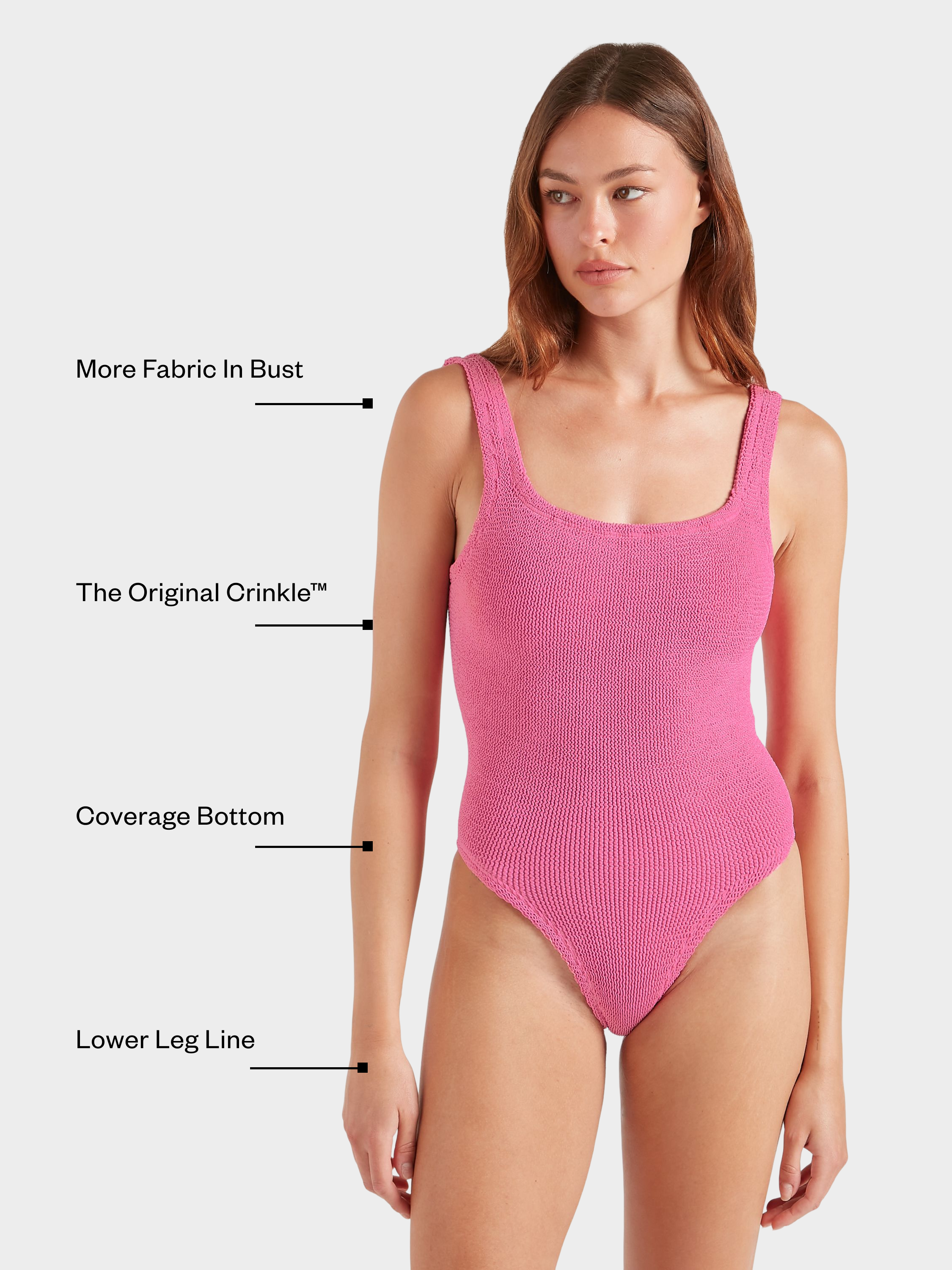 Coverage Square Neck Swim - Candy Pink