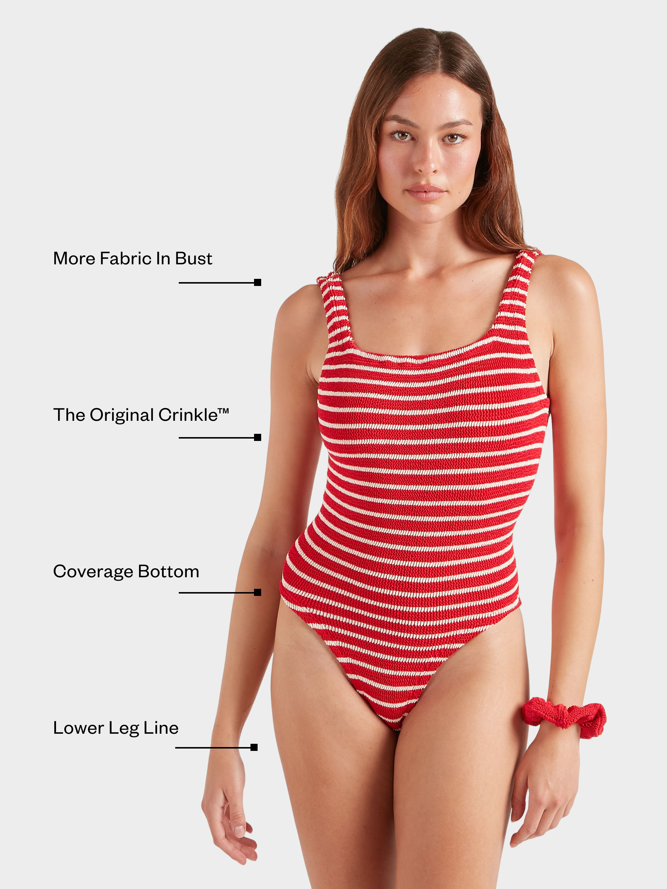 Coverage Square Neck Swim - Red/White Stripe