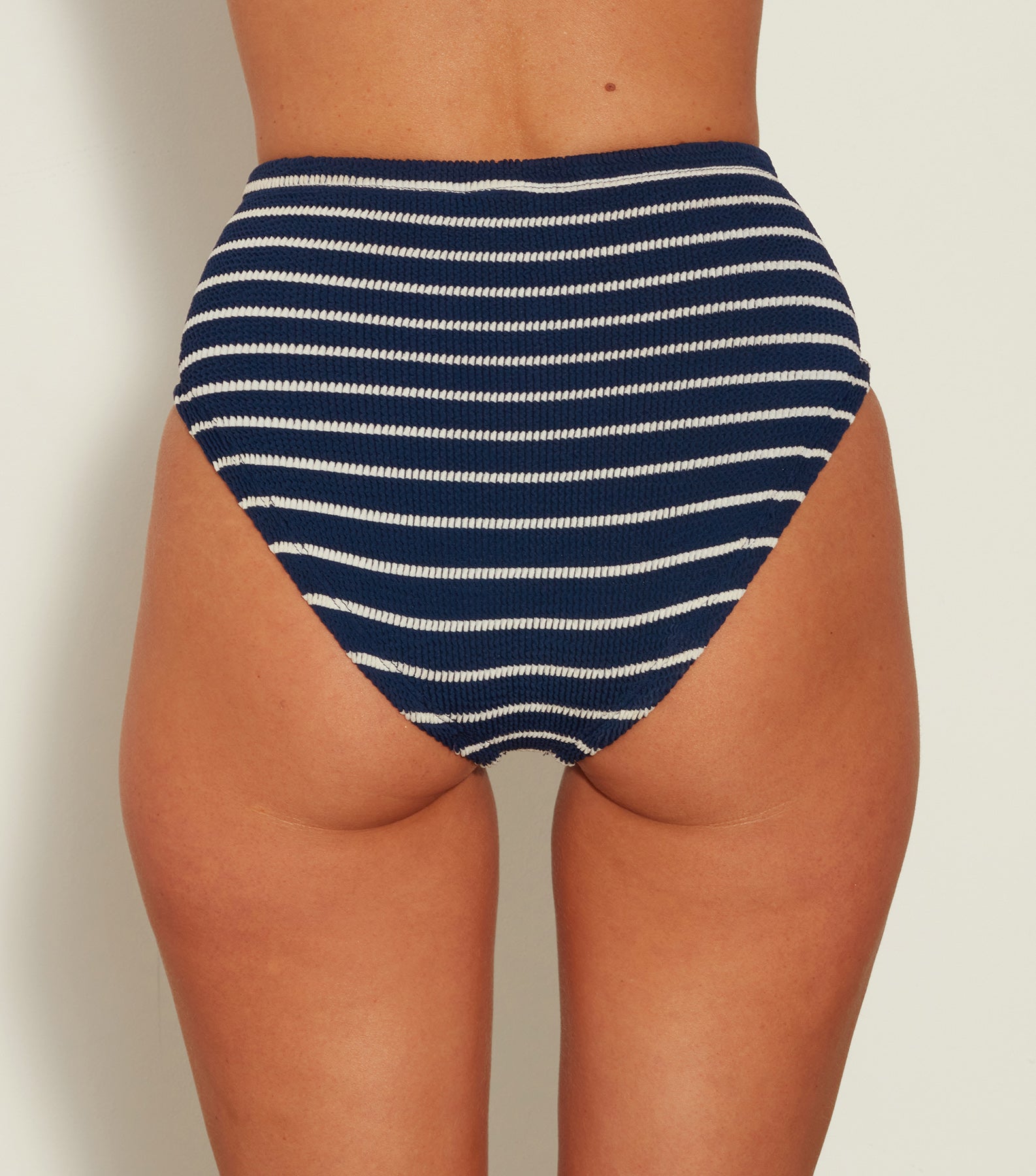 High Waist Bikini Bottom - Navy/White