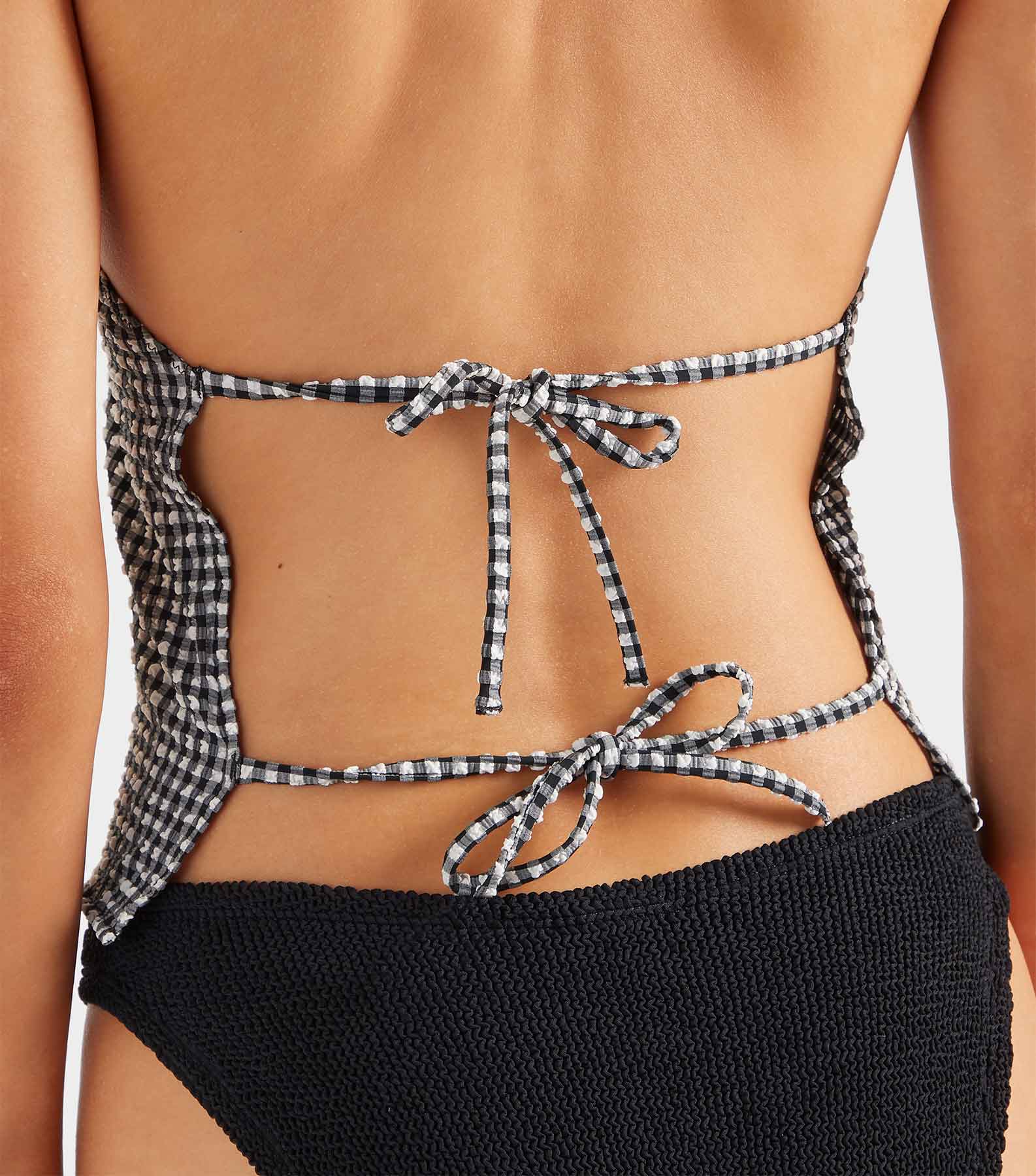 Gingham Seersucker Halter Top - Black Gingham