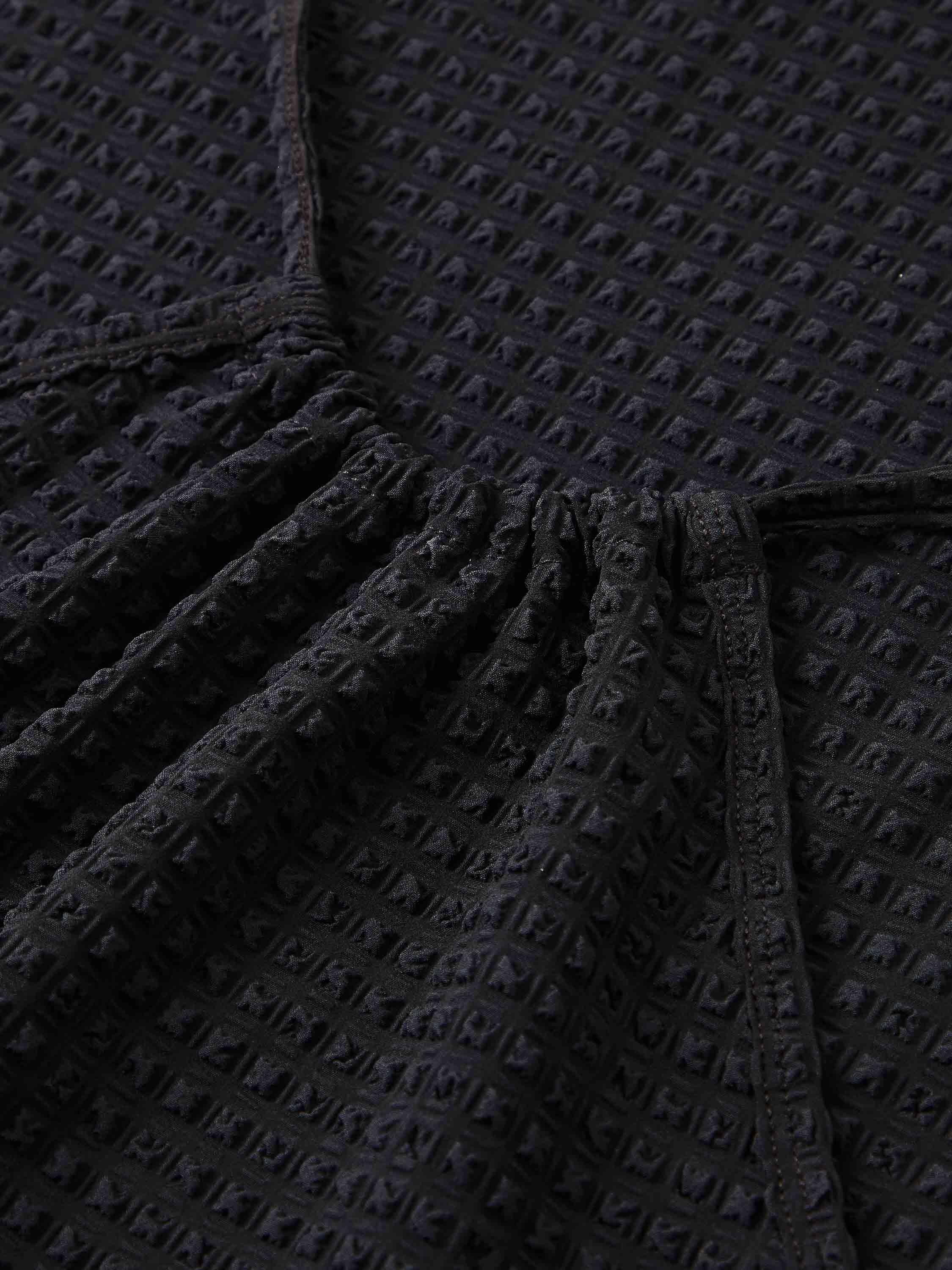 Seersucker Mini Dress - Black