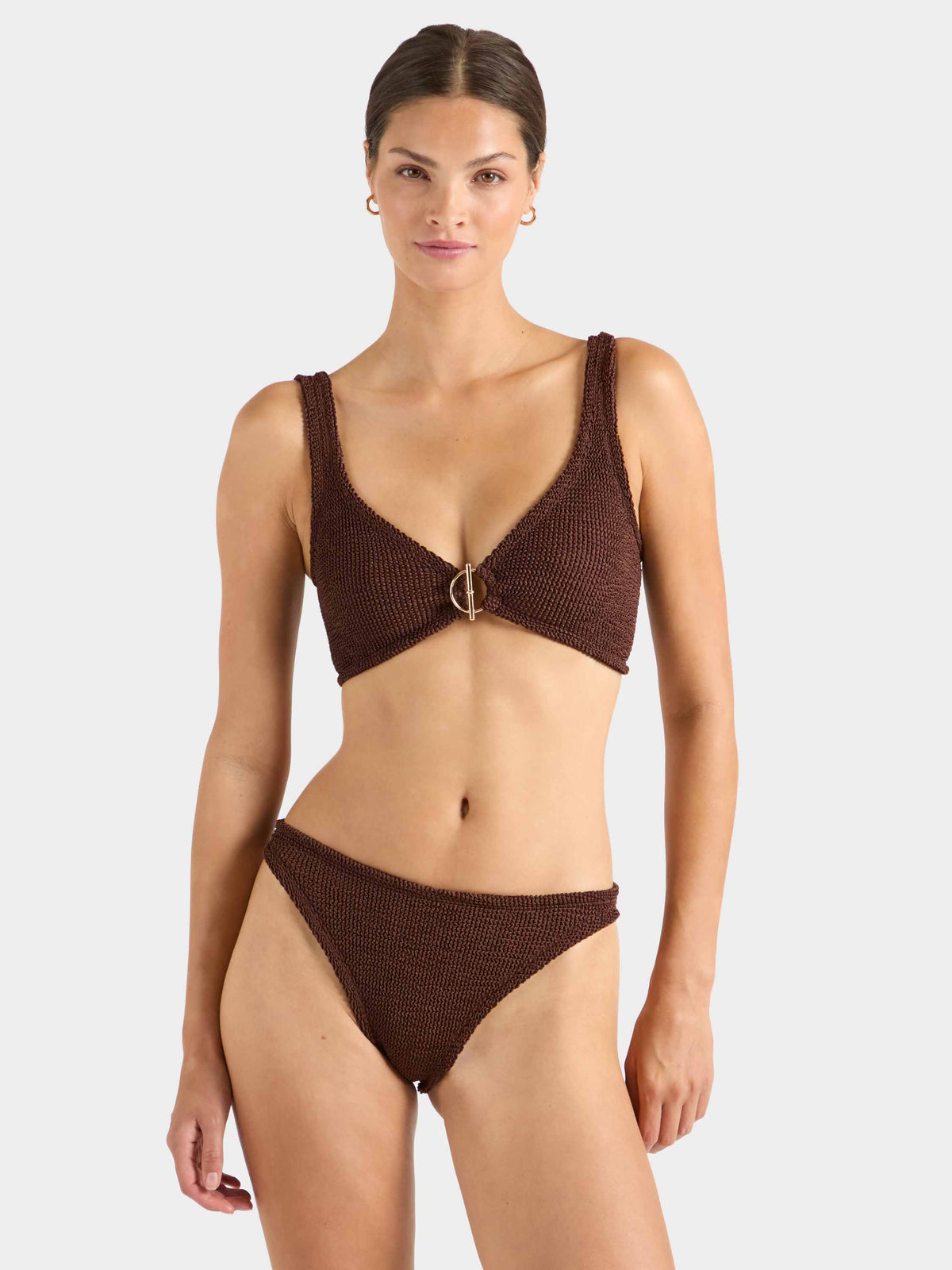 Harlow T Bar Bikini - Metallic Chocolate