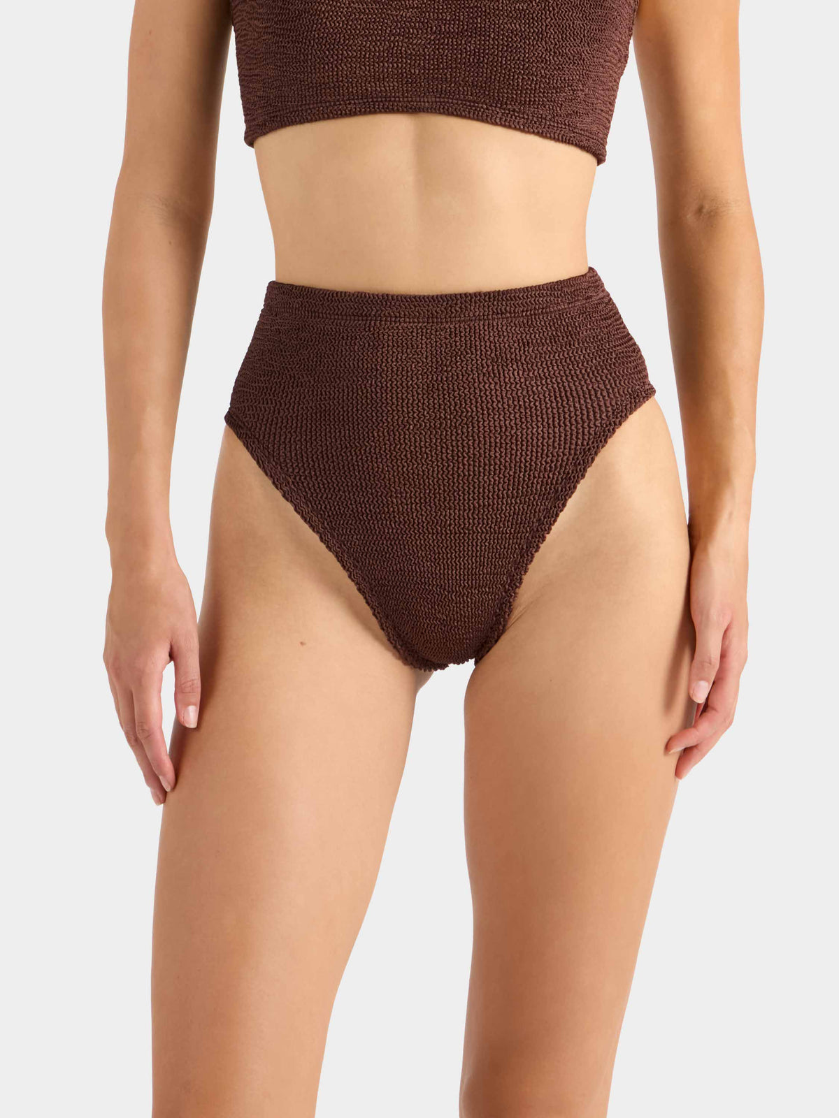 High Waist Bikini Bottom - Metallic Chocolate