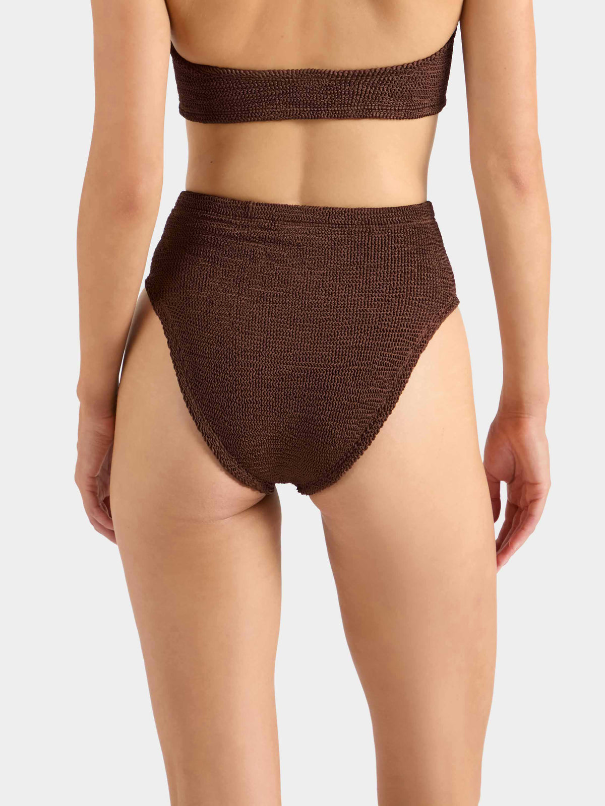 High Waist Bikini Bottom - Metallic Chocolate