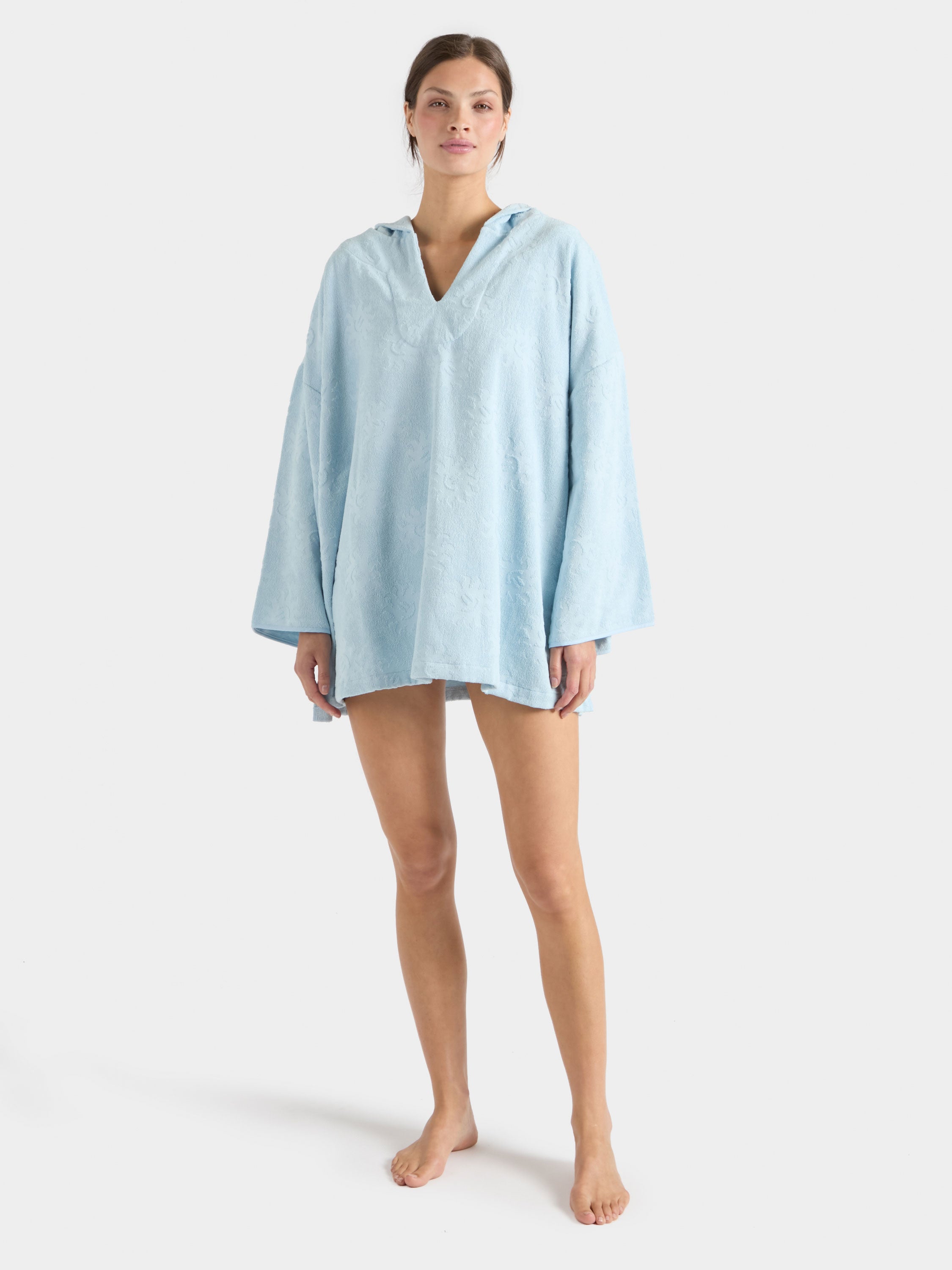 Sunny Towelling Hooded Poncho - Ice Blue