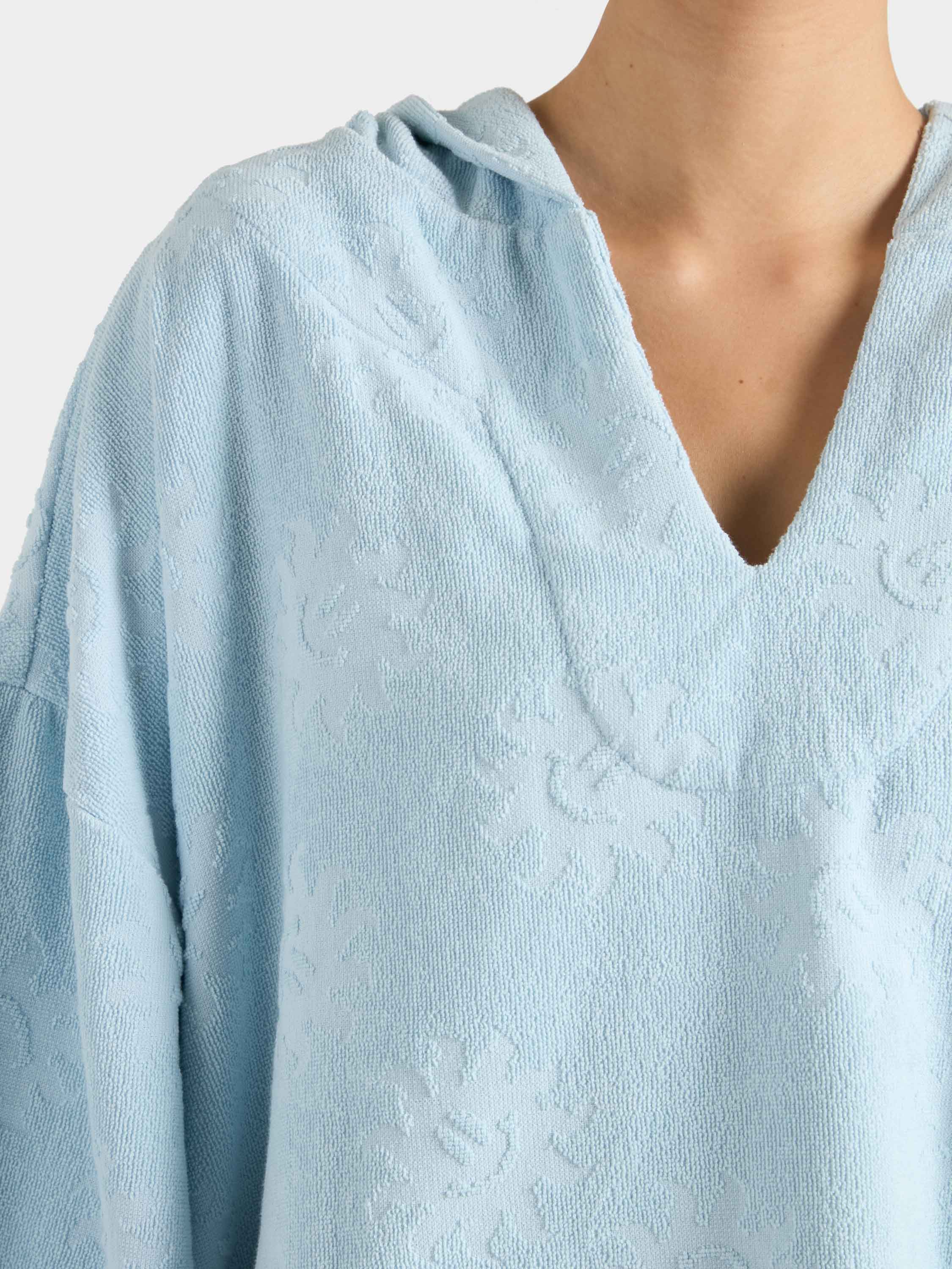 Sunny Towelling Hooded Poncho - Ice Blue