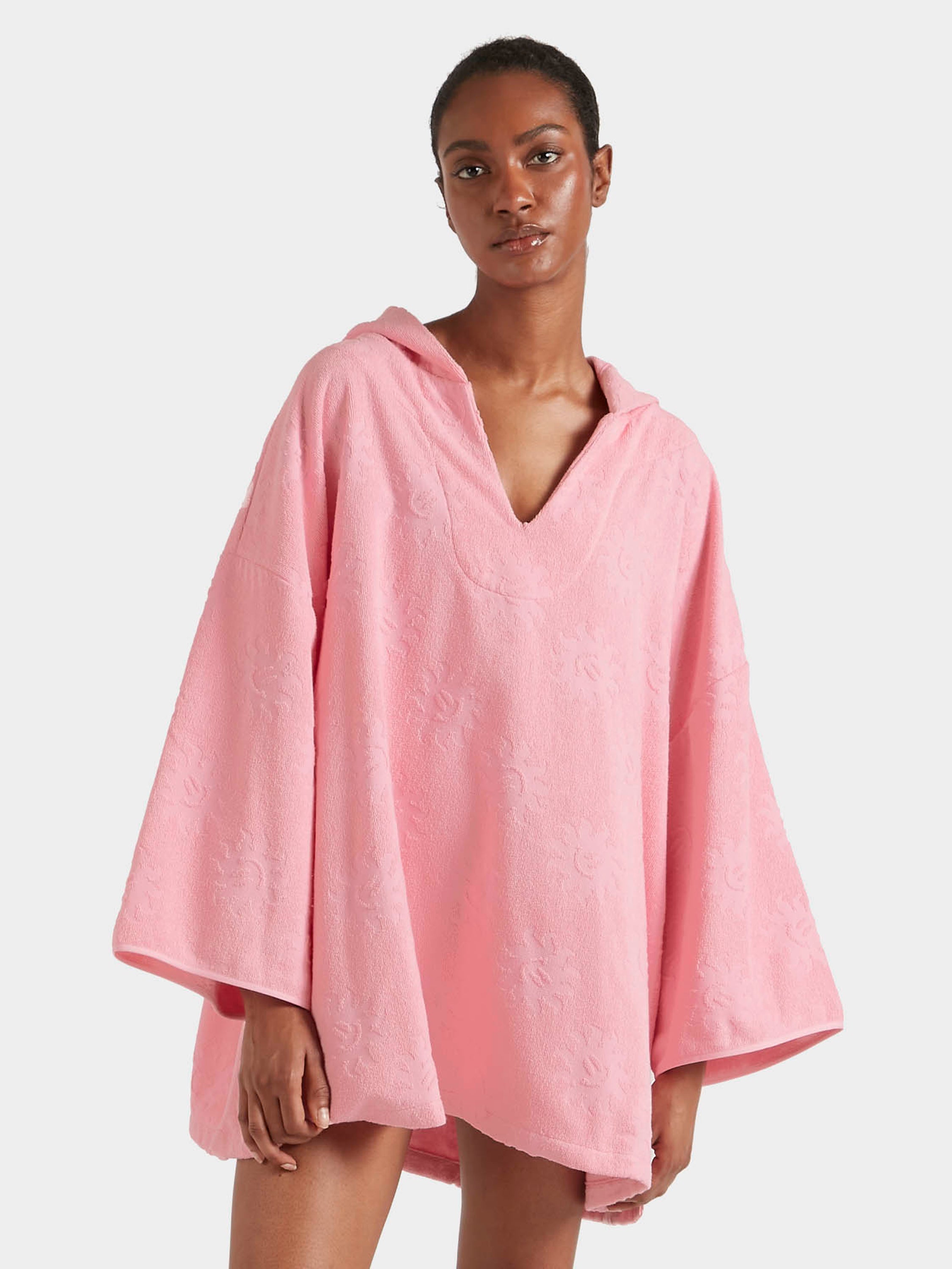 Sunny Towelling Hooded Poncho - Pink