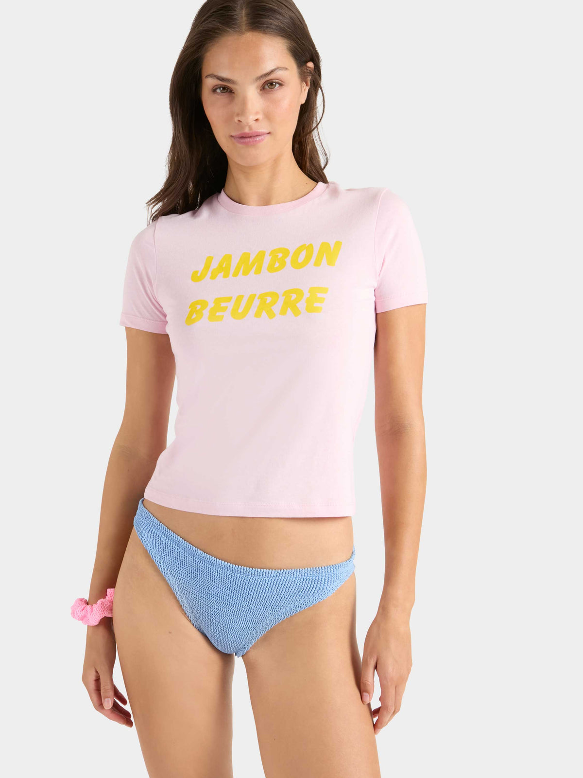 "Jambon Beurre" Slogan Tee - Pale Pink