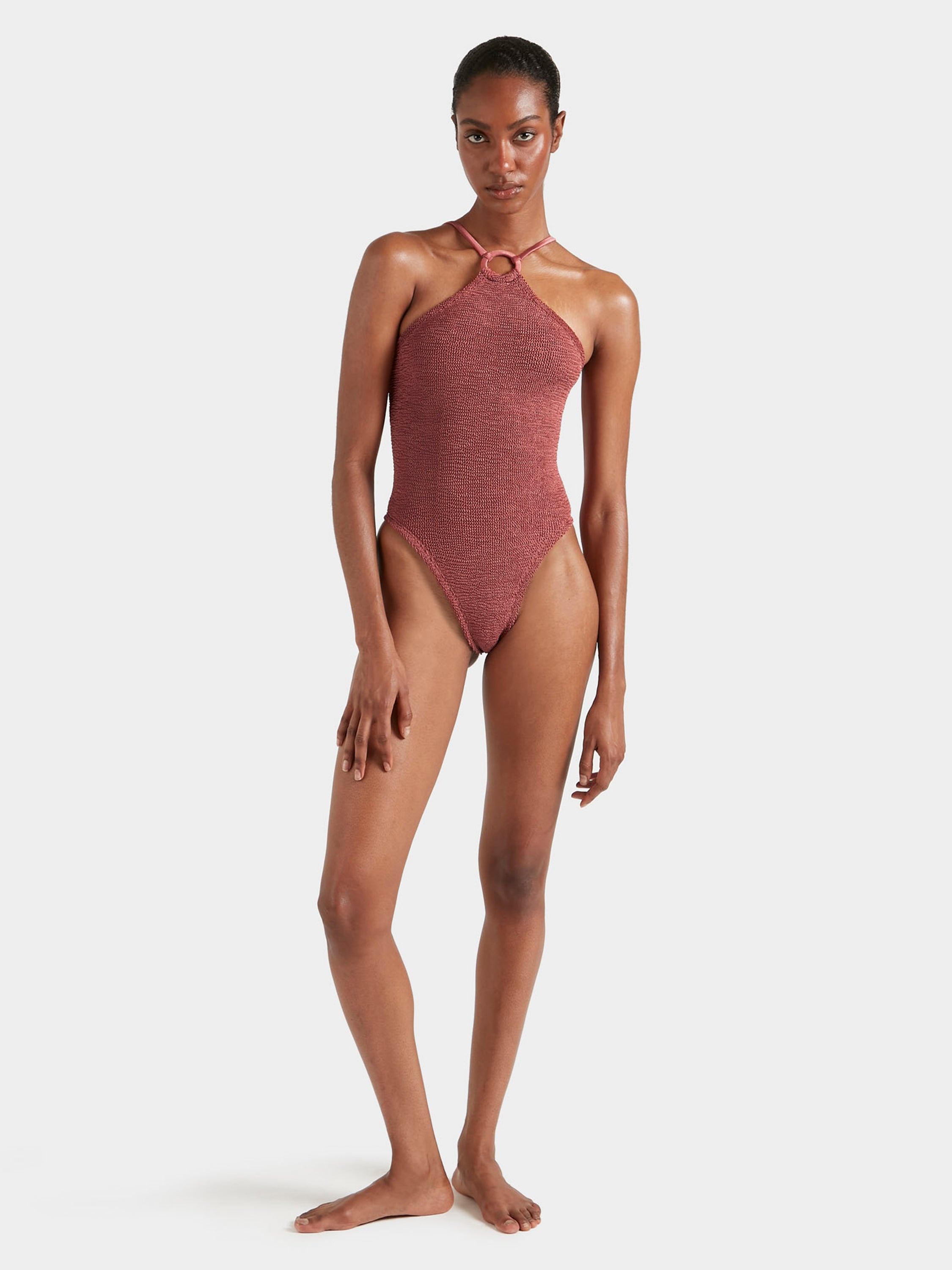 Jasmine Swim With Tonal Hoop - Metallic Rosewood