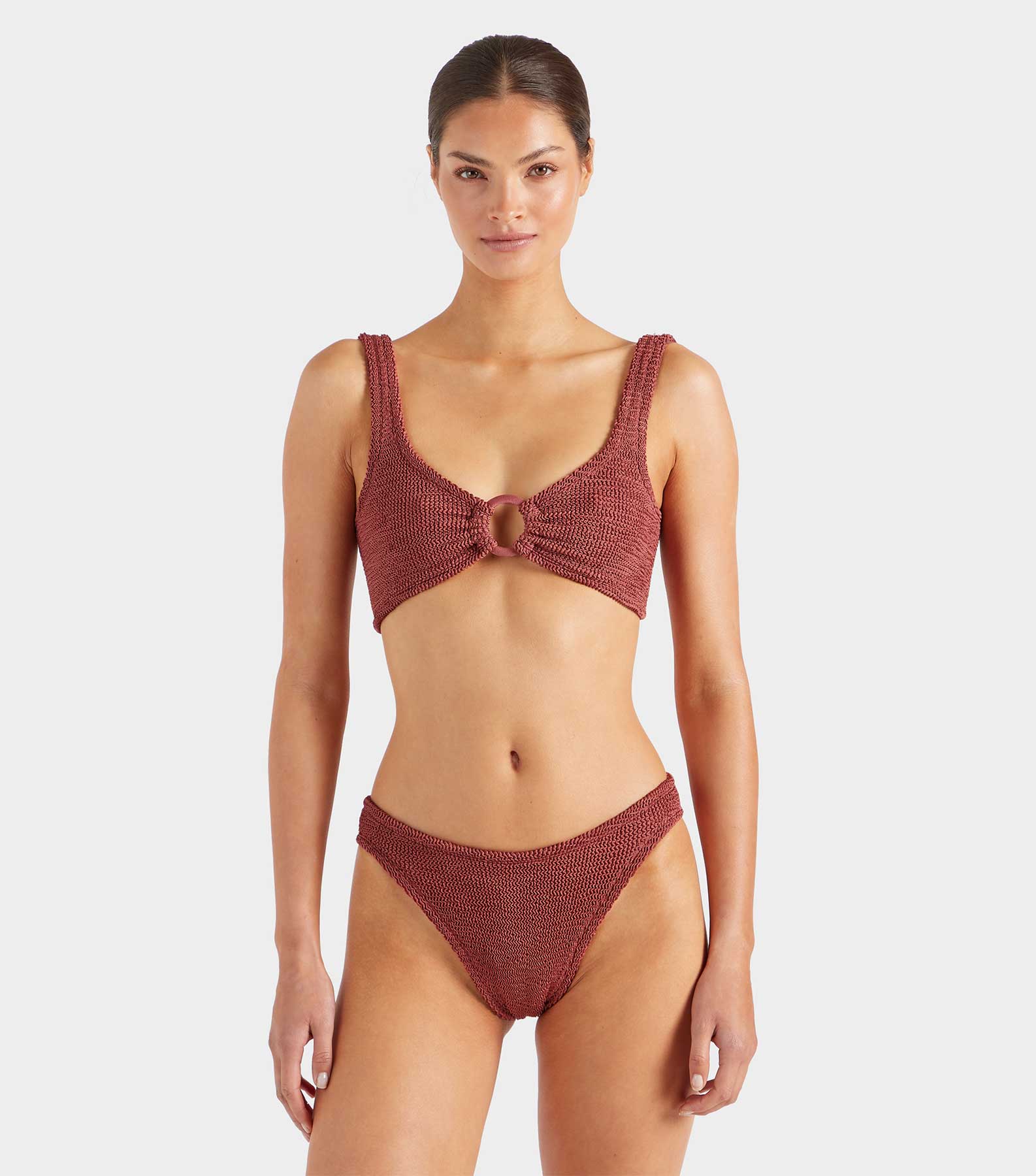 Julia Bikini With Tonal Hoops - Metallic Rosewood