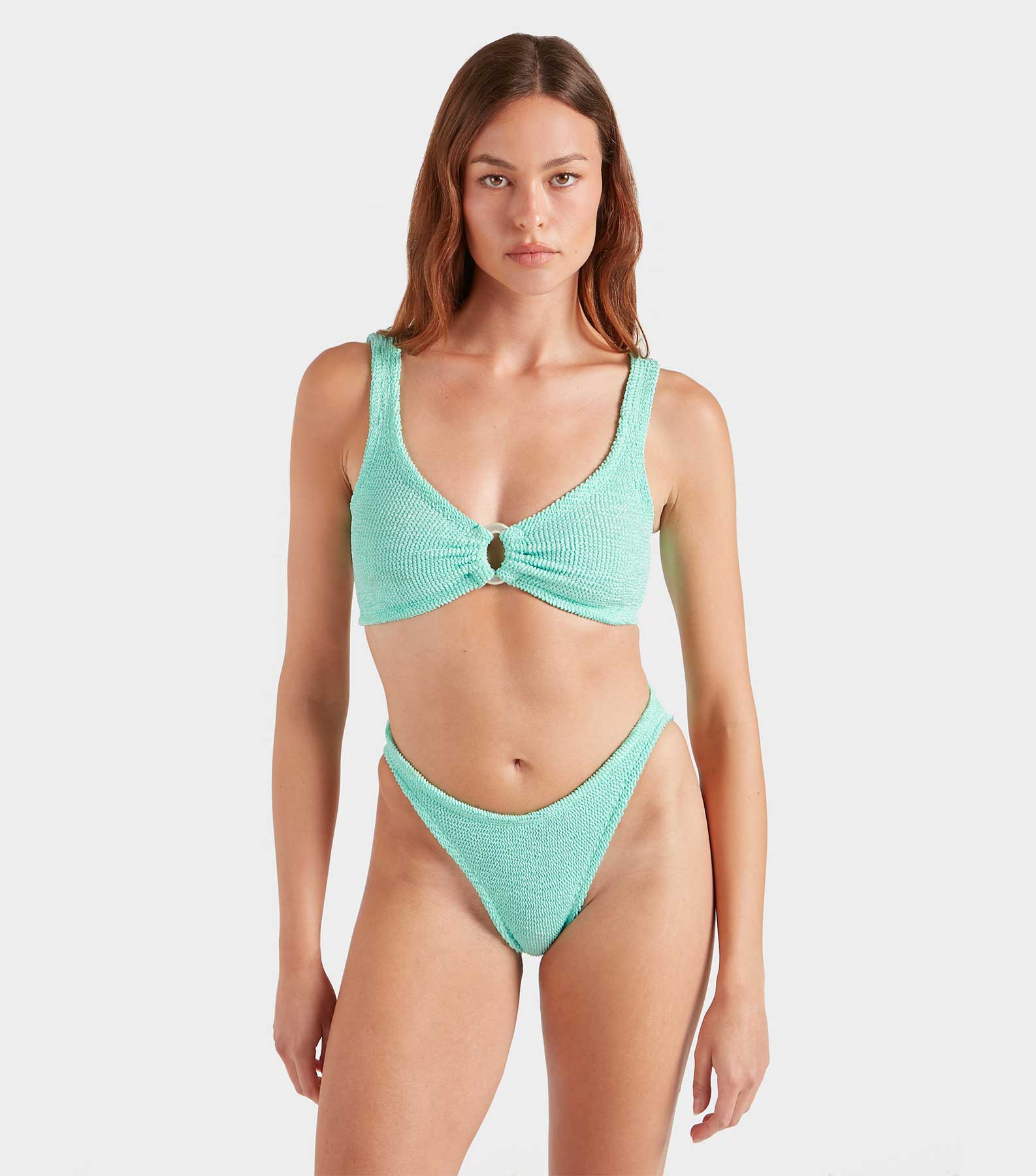 Julia Bikini With Pearly Hoop - Metallic Mint