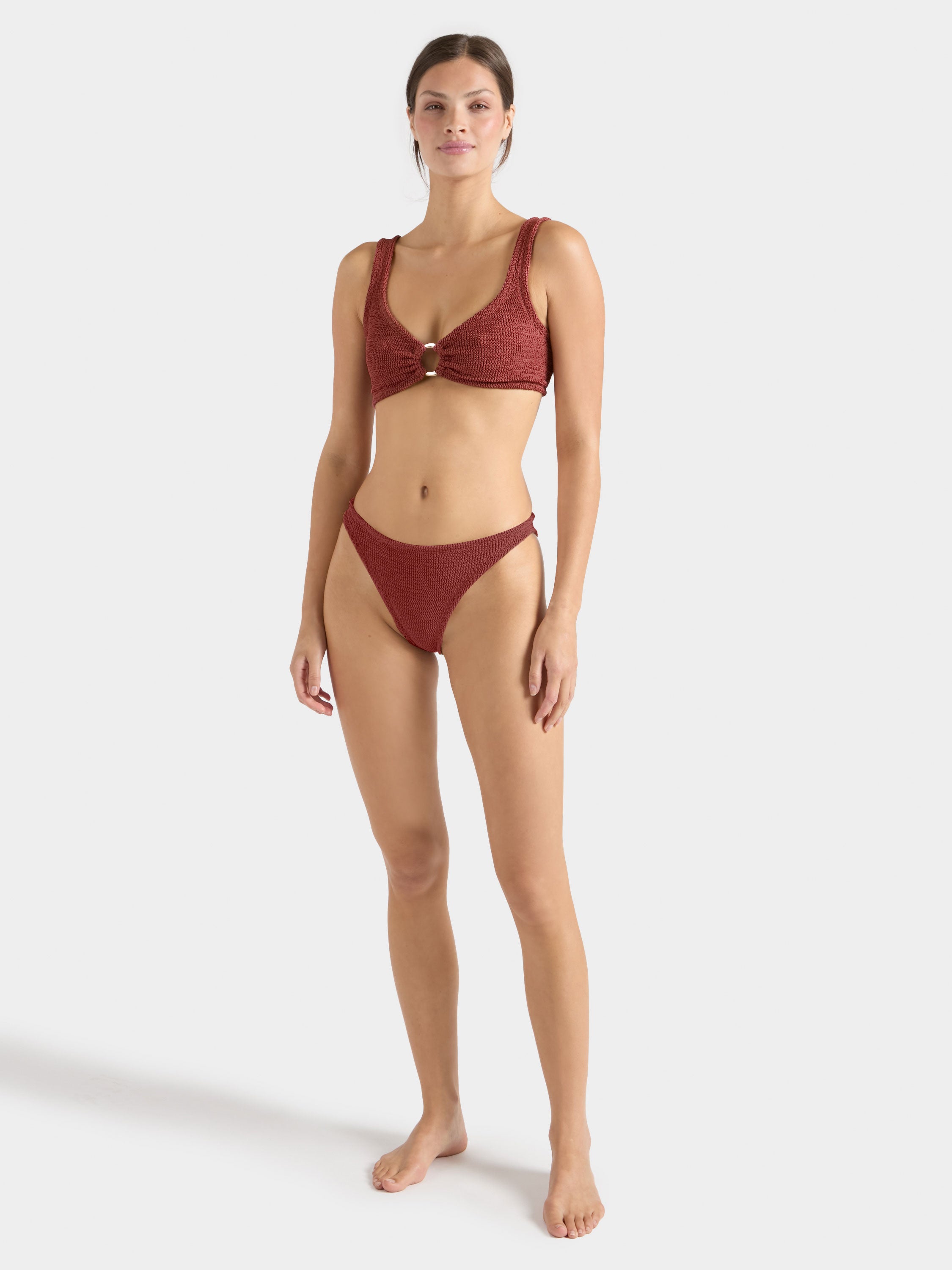 Julia With Gold Hoop Bikini - Metallic Rosewood