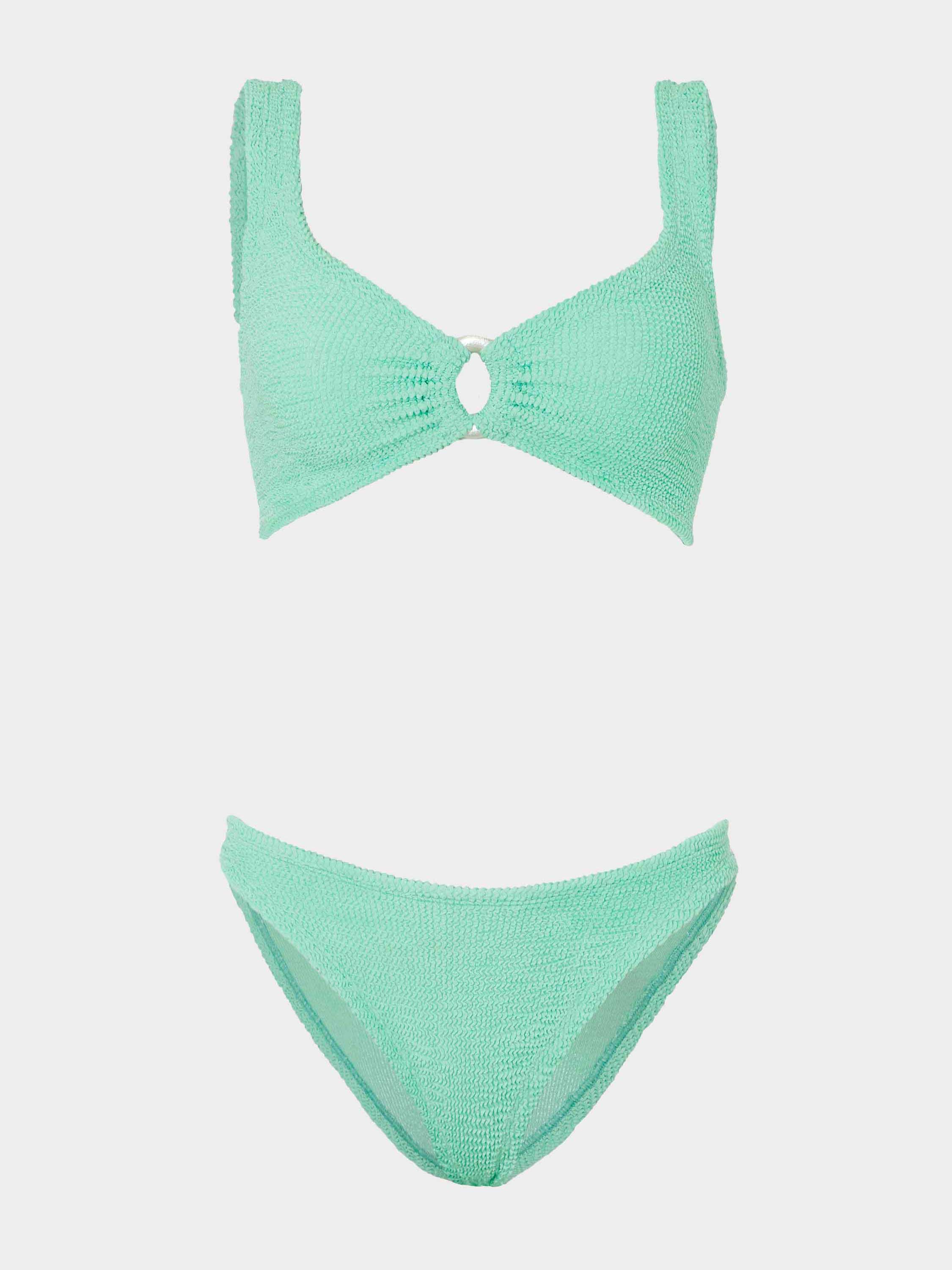 Julia Bikini With Pearly Hoop - Metallic Mint