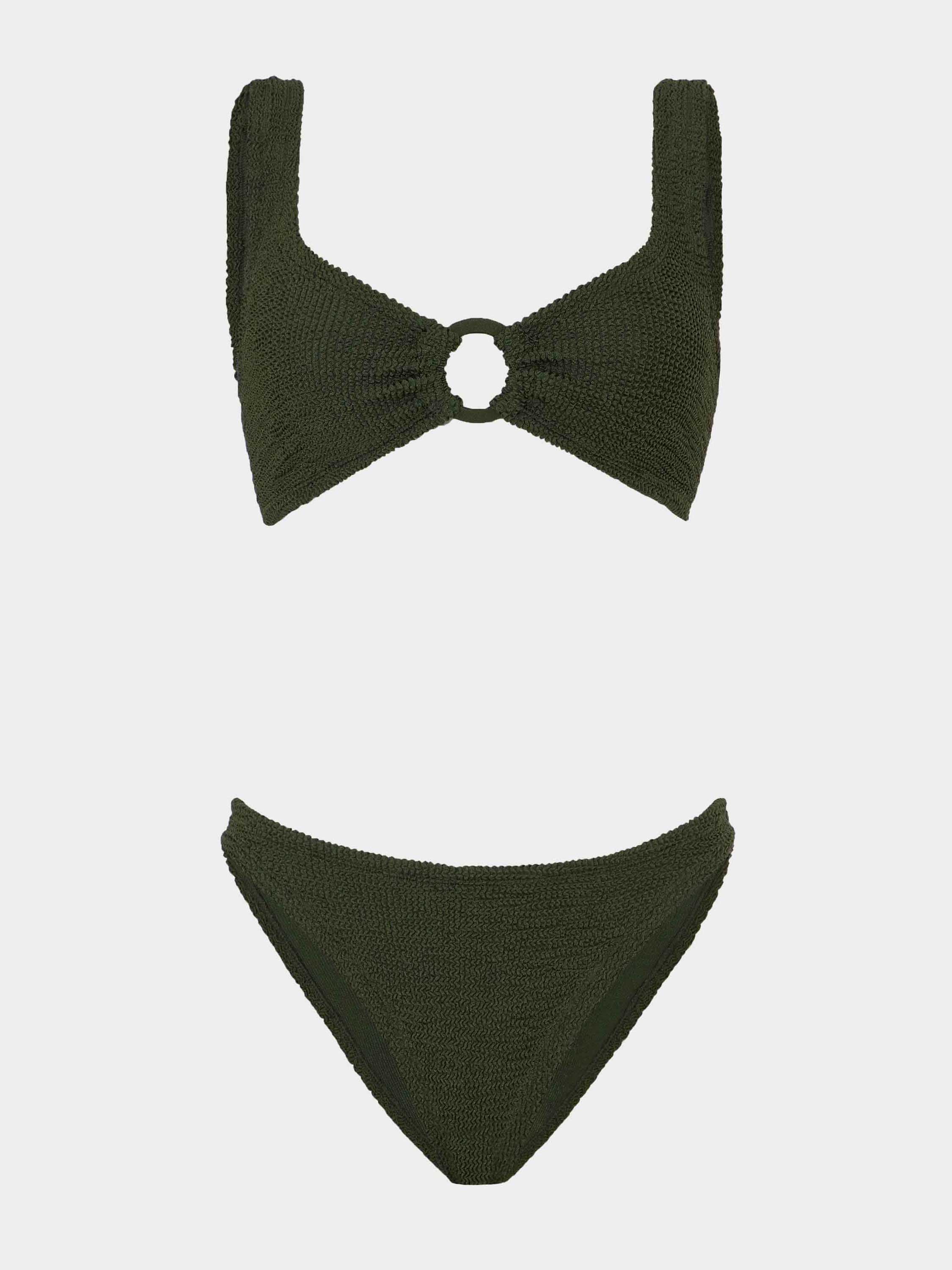 Julia Bikini With Tonal Hoops - Metallic Khaki