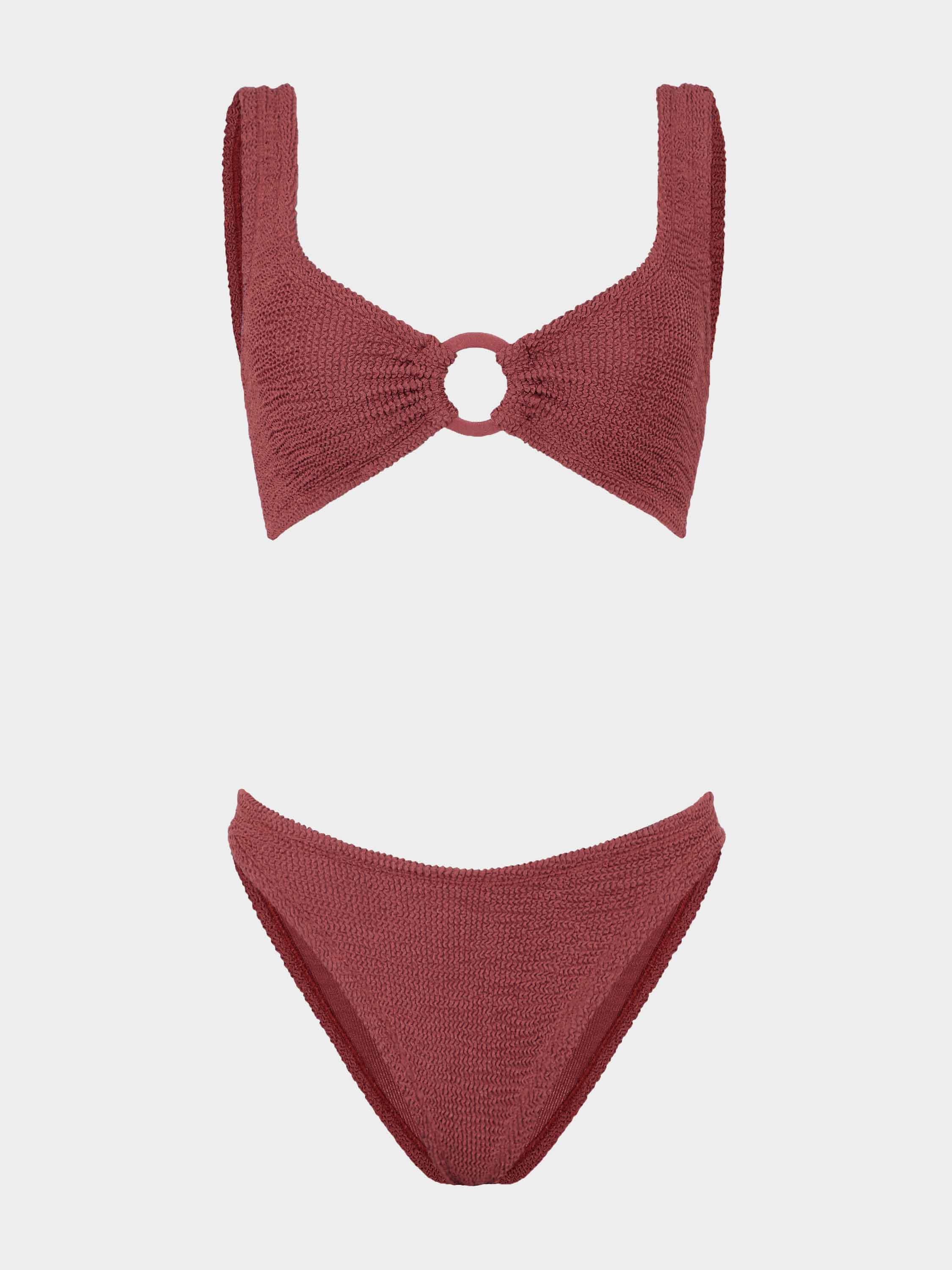 Julia Bikini With Tonal Hoops - Metallic Rosewood