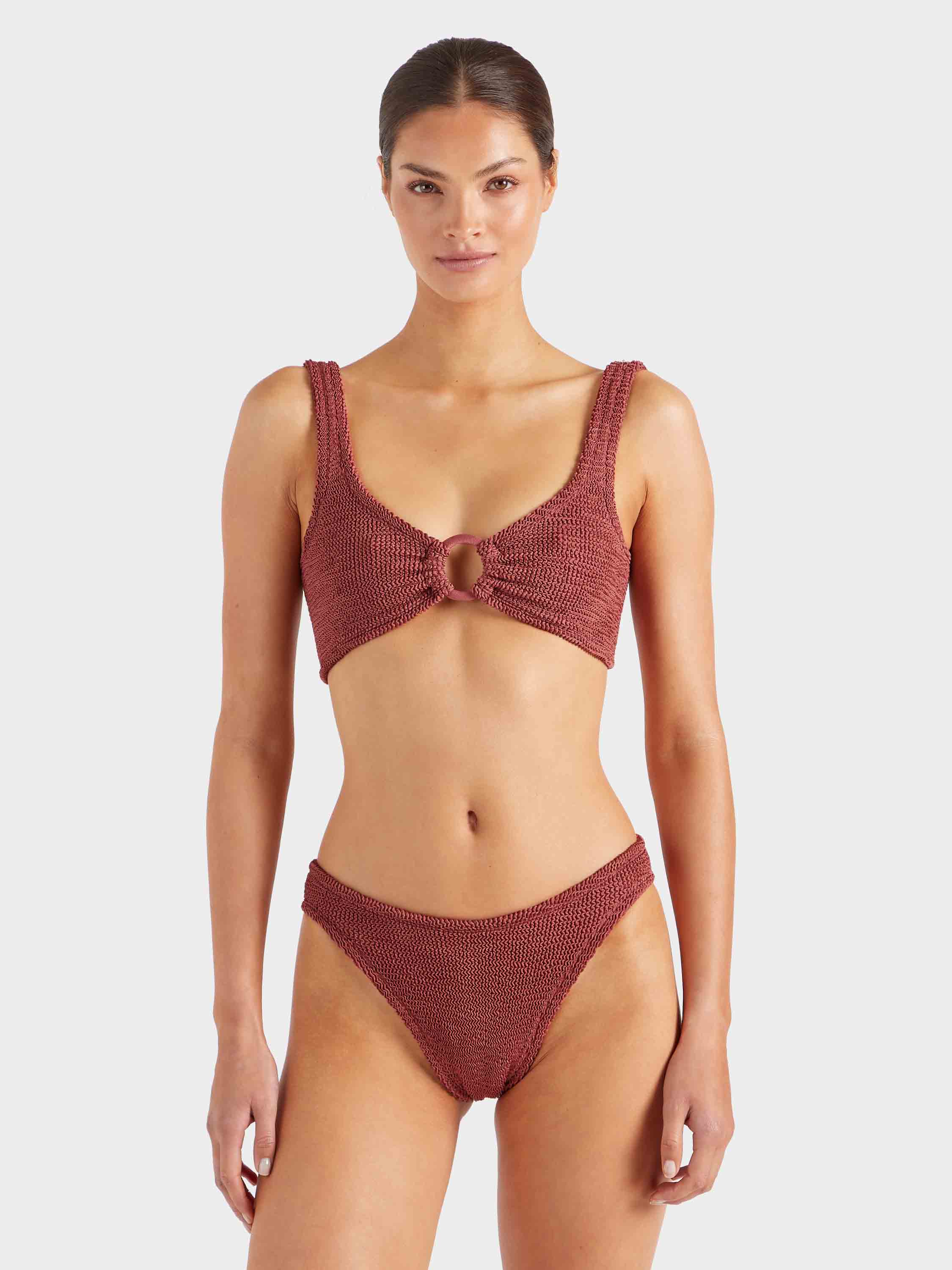 Julia Bikini With Tonal Hoops - Metallic Rosewood