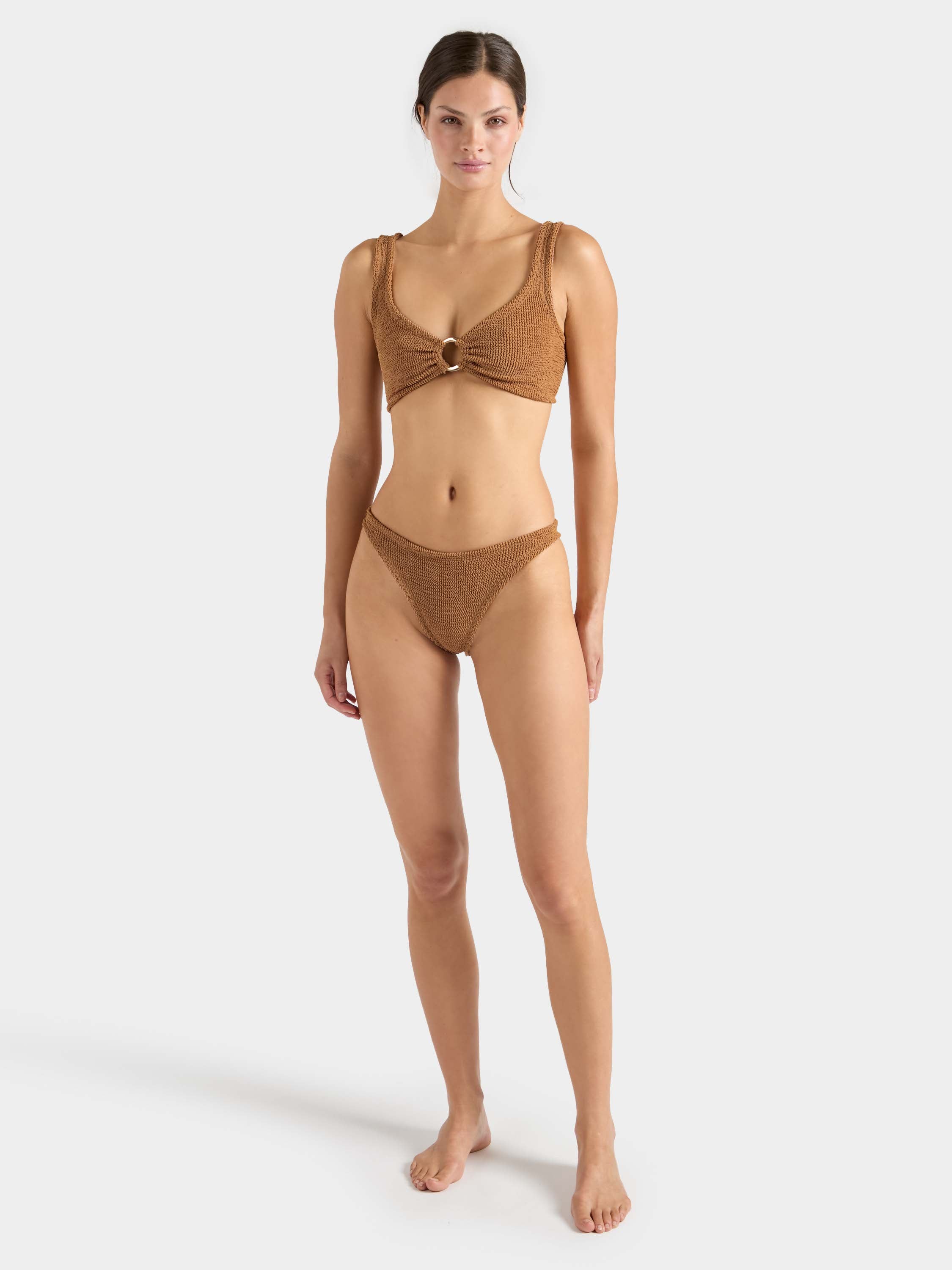 Julia With Gold Hoop Bikini - Metallic Cocoa