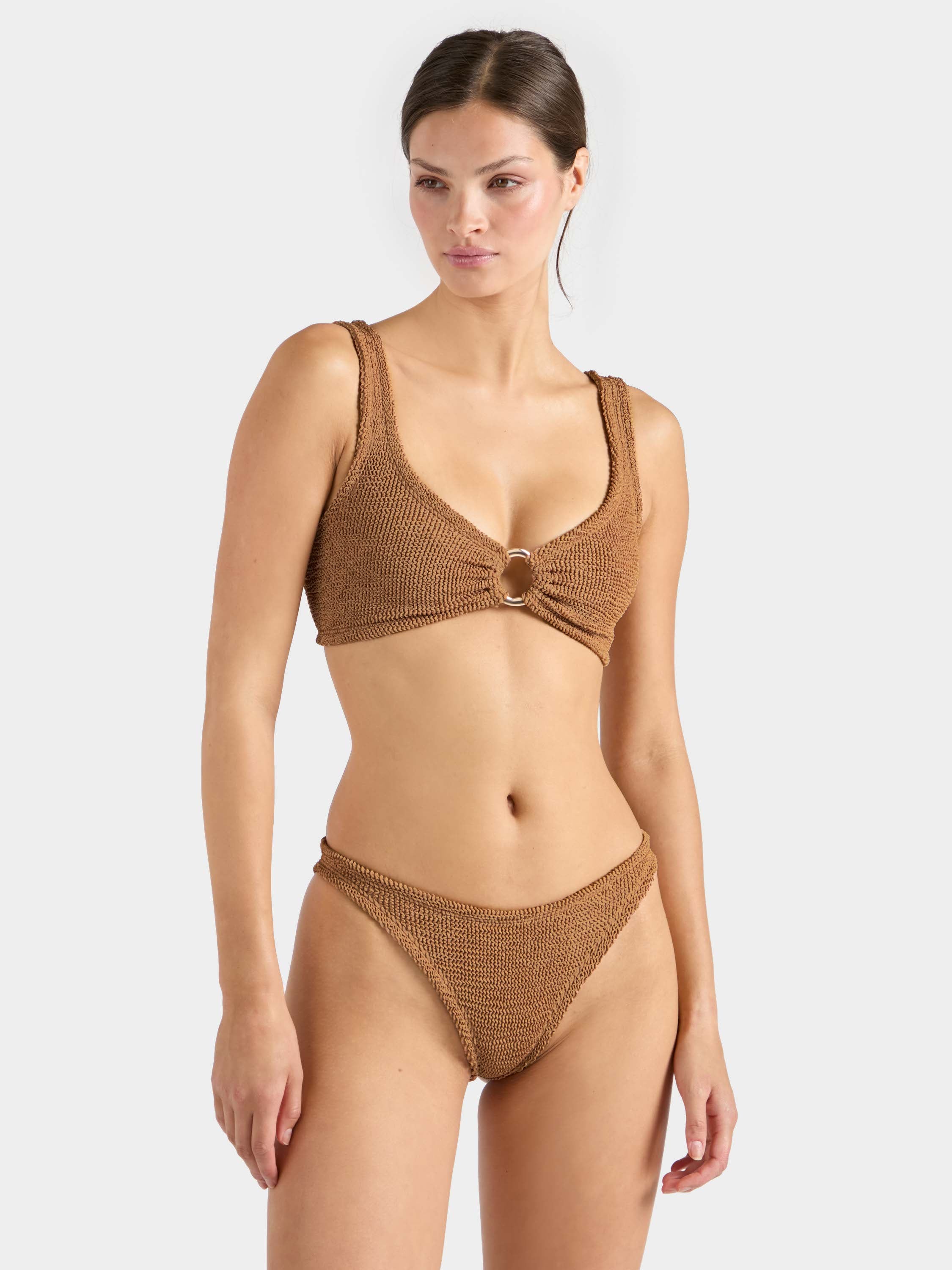 Julia With Gold Hoop Bikini - Metallic Cocoa