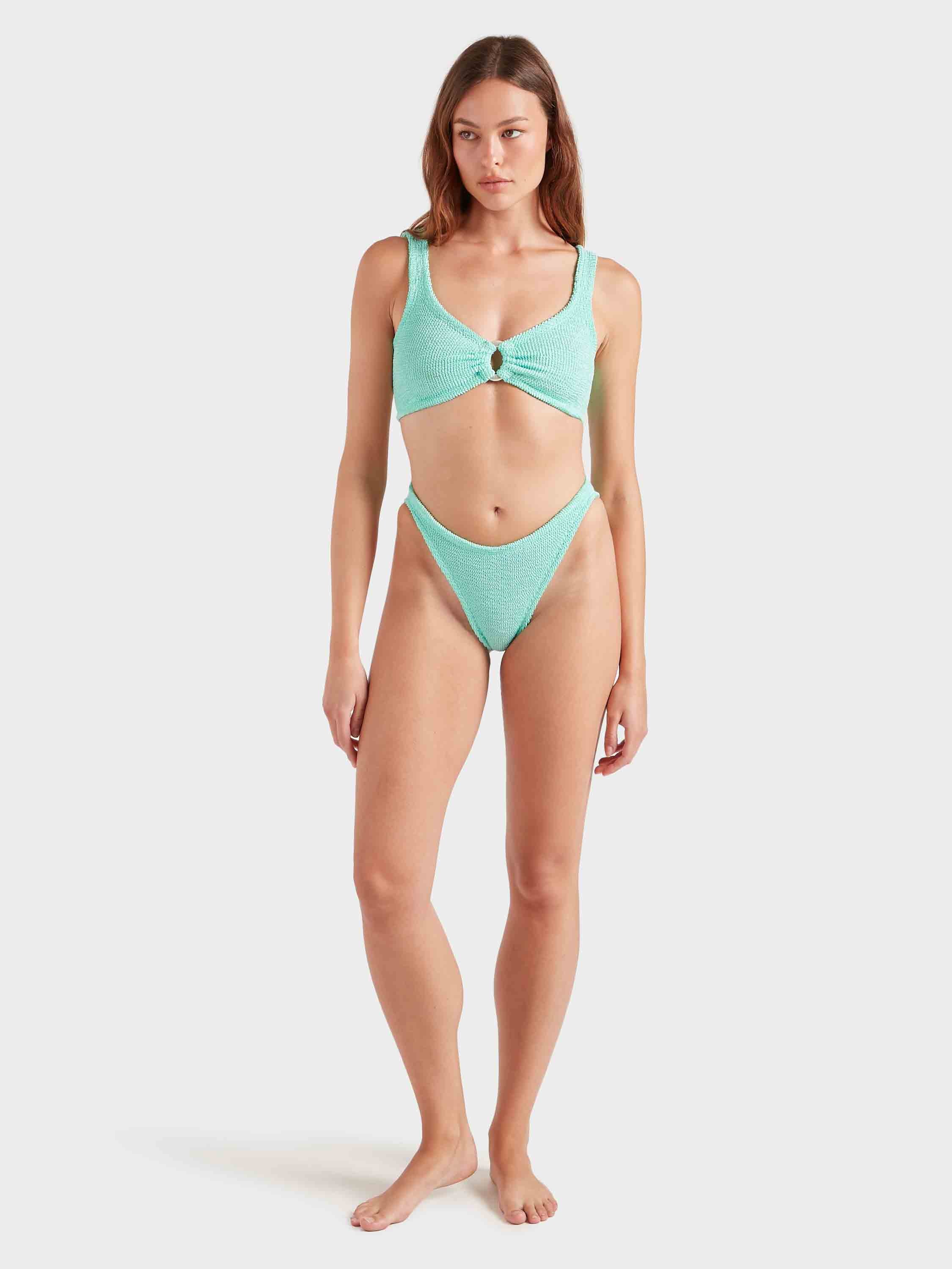 Julia Bikini With Pearly Hoop - Metallic Mint