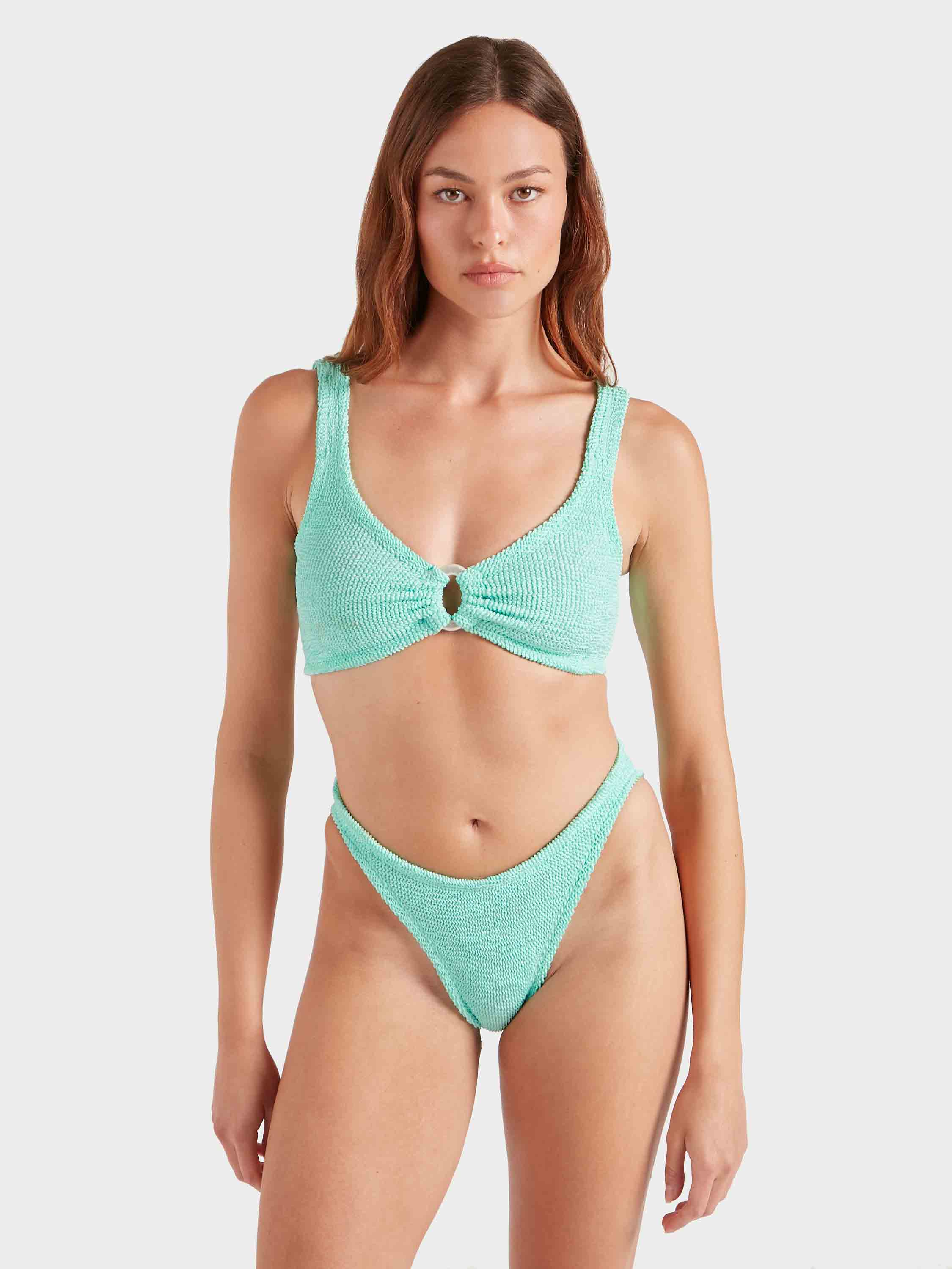 Julia Bikini With Pearly Hoop - Metallic Mint