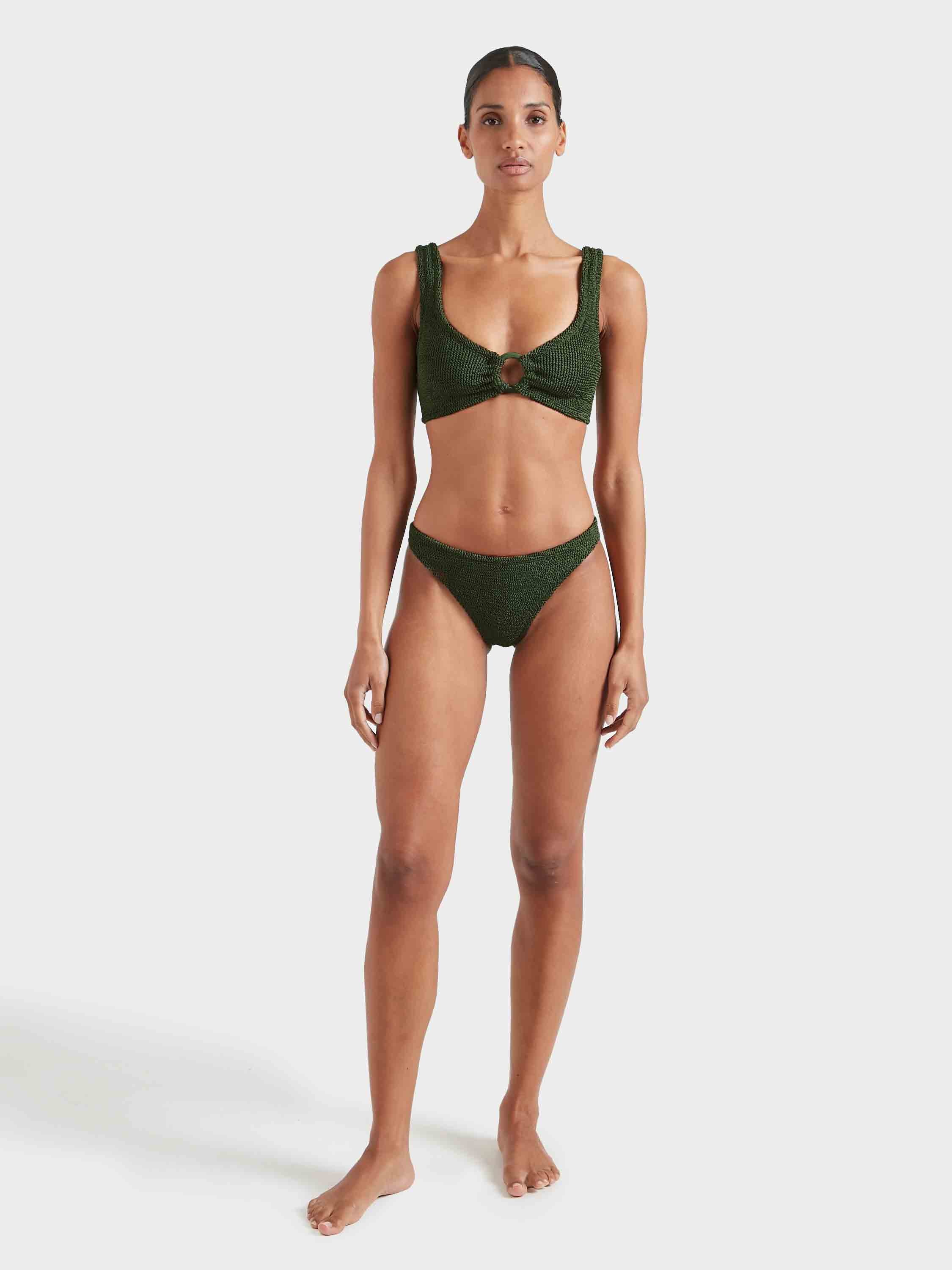 Julia Bikini With Tonal Hoops - Metallic Khaki